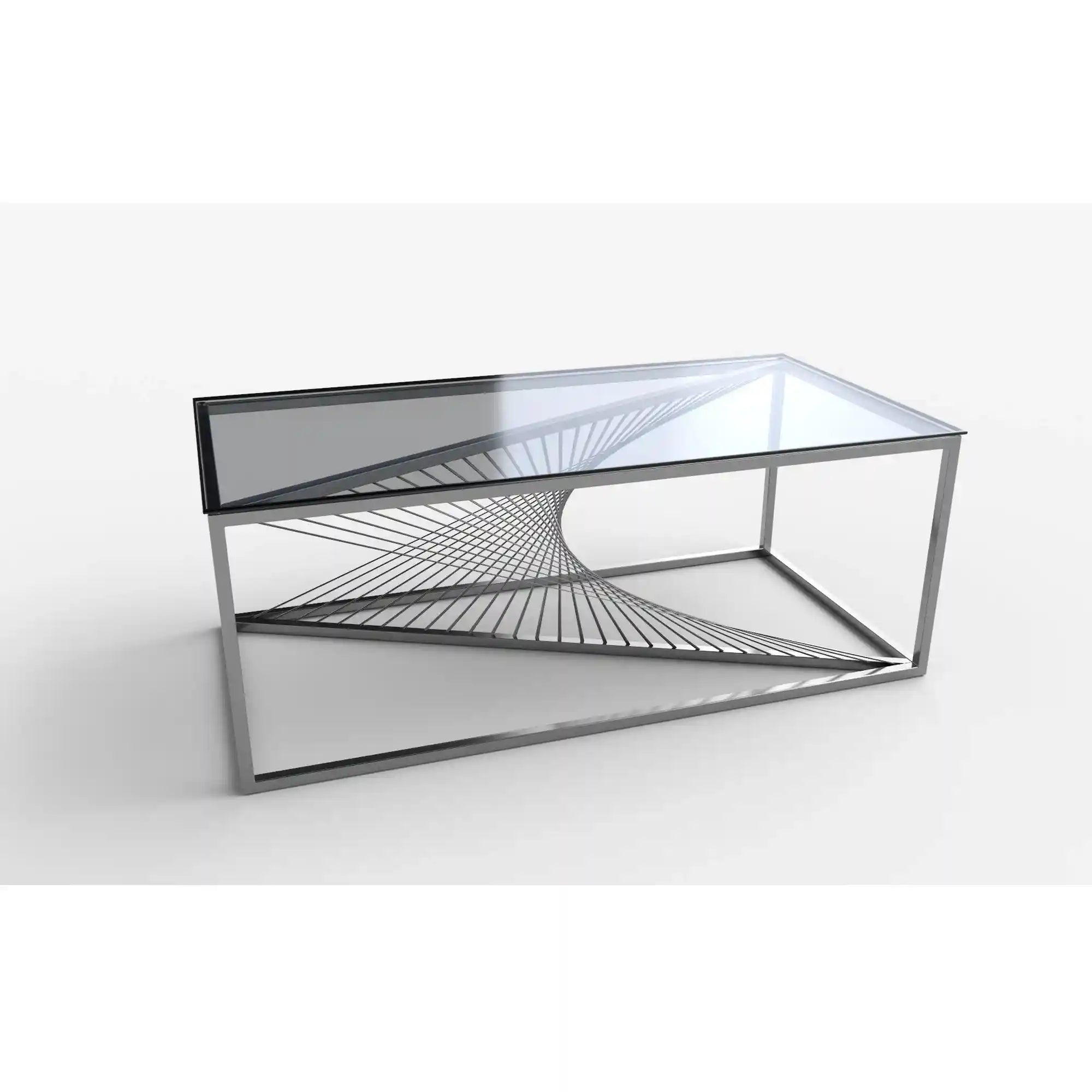 Masuta cafea HOUSTON OCN-37259, transparent/argintiu