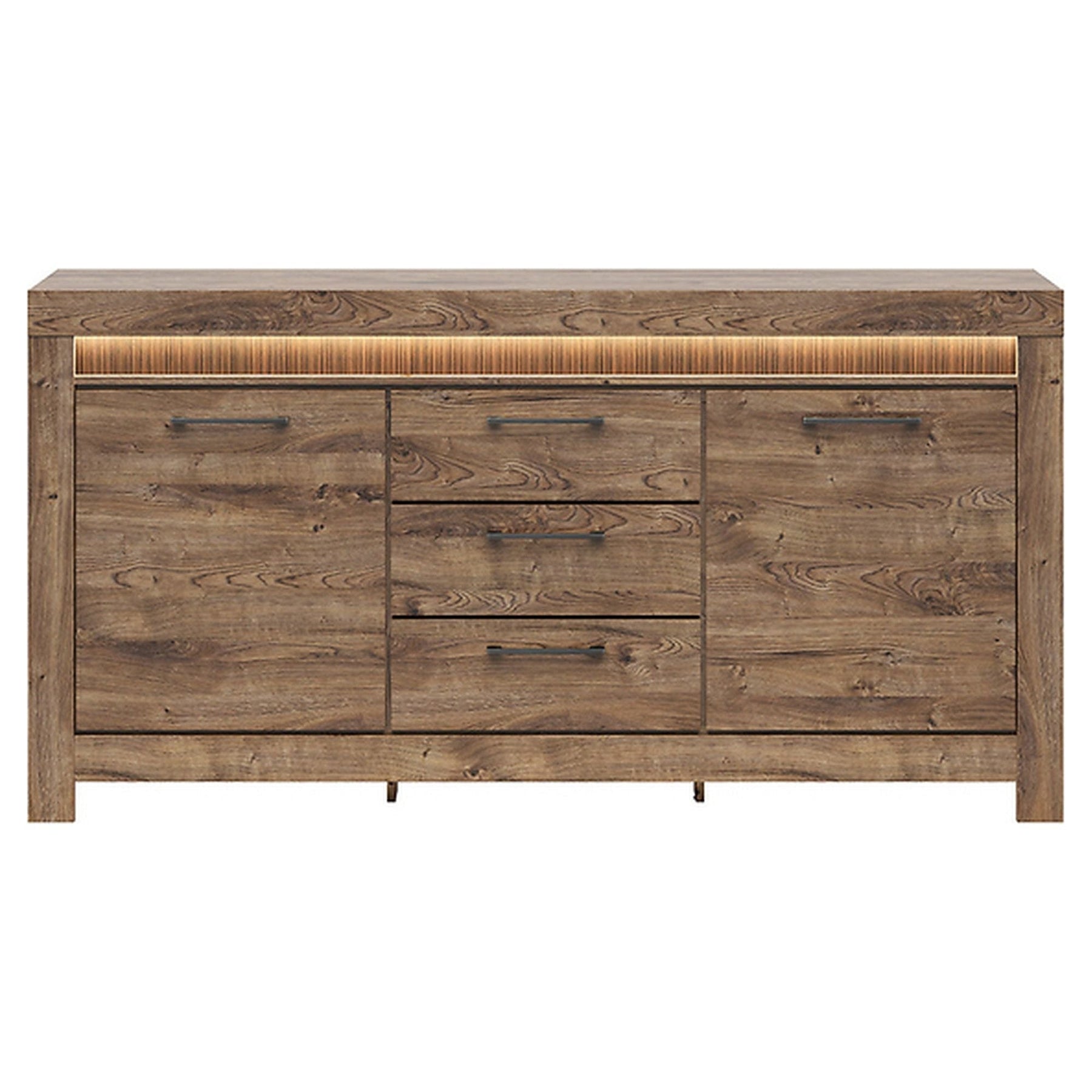 Comoda Torin cu 3 sertare si 2 usi, stejar, 135X87X50 cm