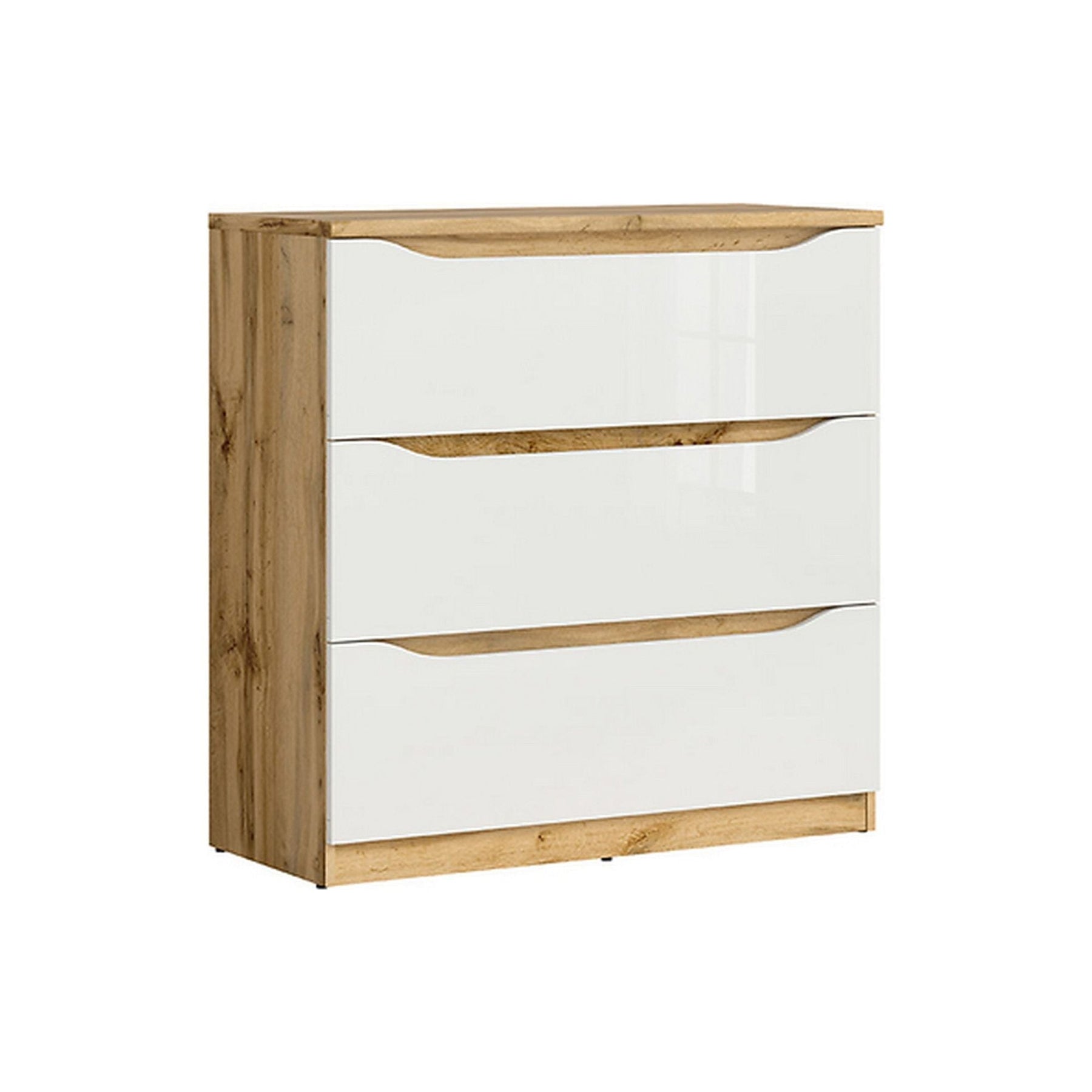 Comoda Nuis cu 3 sertare, alb lucios, 40X90X92 cm