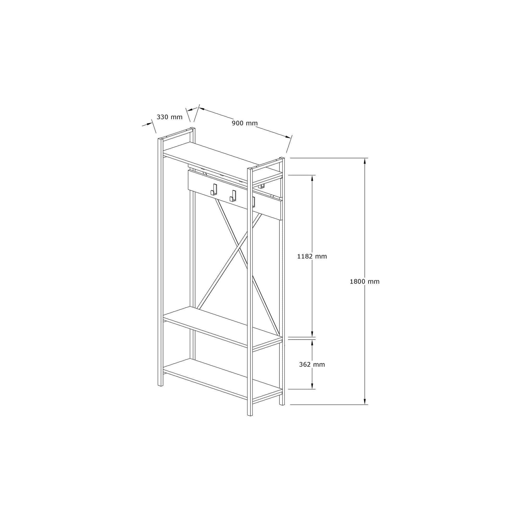 Mobilier hol AMSTERDAM OCN-32683, stejar/negru