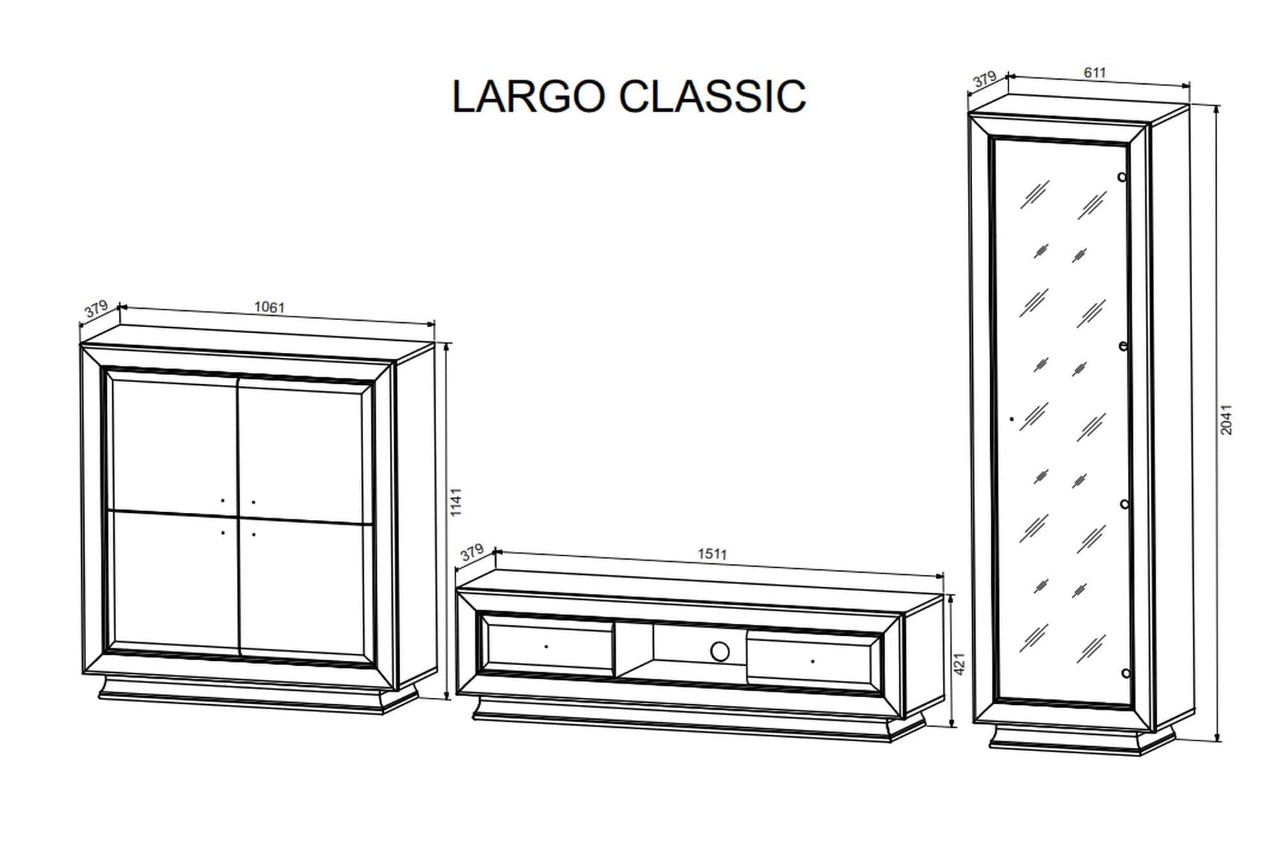 Mobilier living LARGO CLASSIC, casmir, PAL, 318x38x204 cm