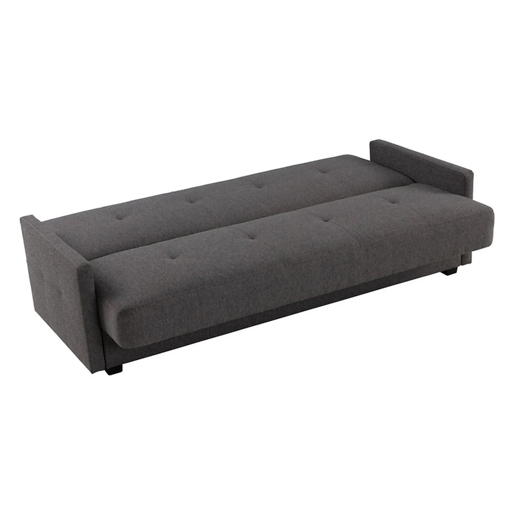 Canapea extensibila MARO, stofa clasica gri inchis - Mossa 99, cu lada depozitare, 207x95x95 cm