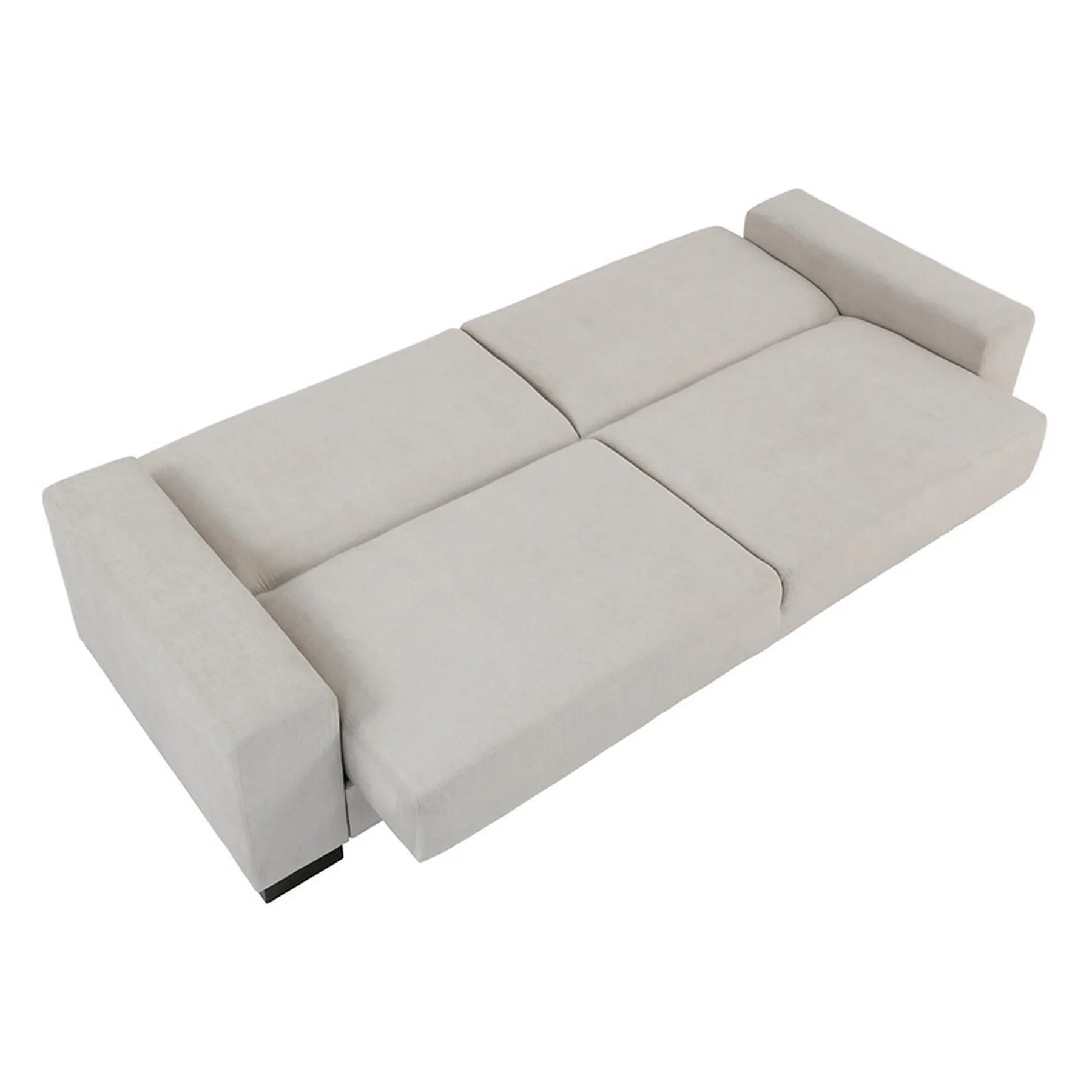 Canapea extensibila RUBIO, stofa catifelata bej - Matrix 2, cu lada depozitare, 232x95x81 cm