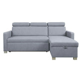 Coltar extensibil BRICO, universal, stofa catifelata gri - Element 23, cu lada depozitare, 204x168x99 cm