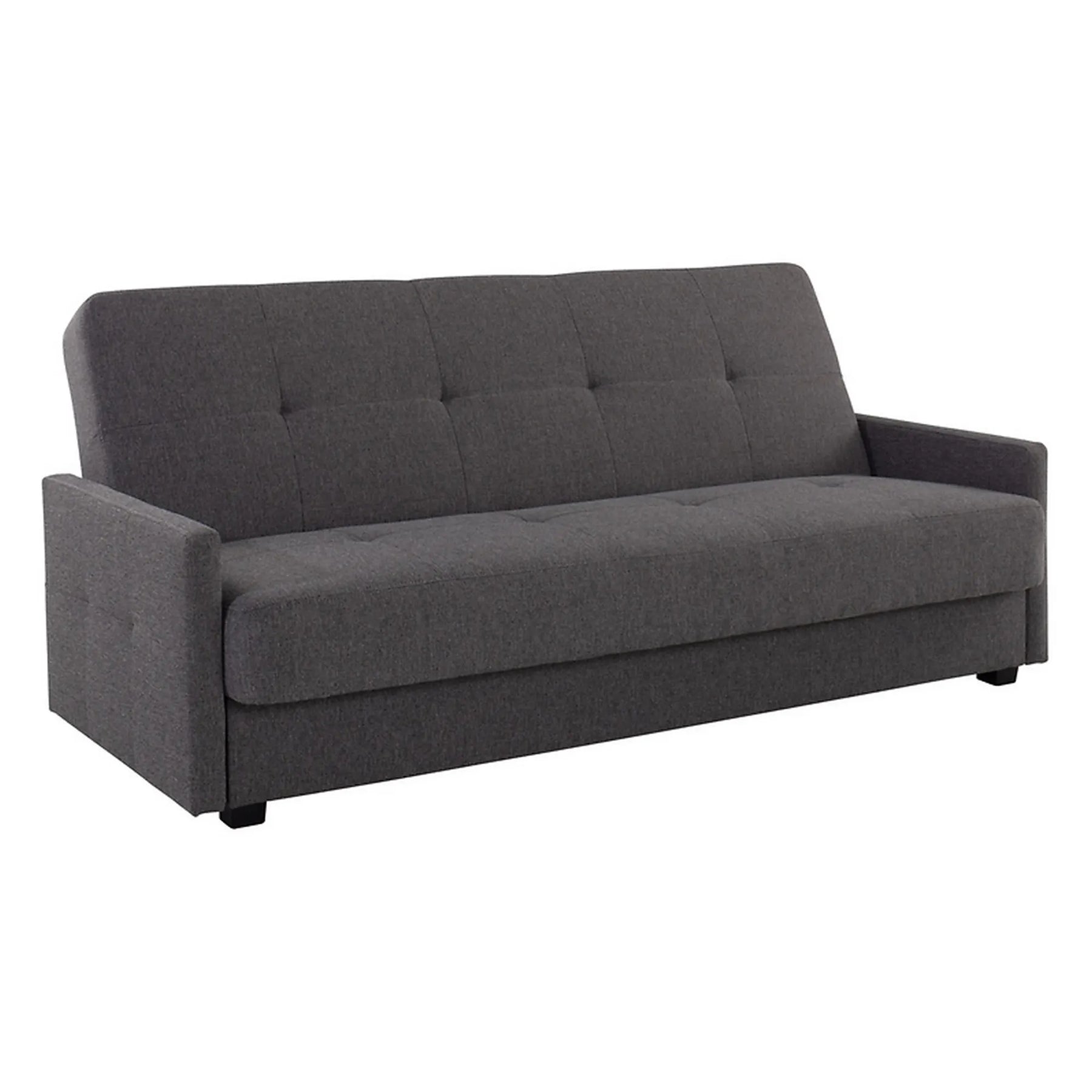 Canapea extensibila MARO, stofa clasica gri inchis - Mossa 99, cu lada depozitare, 207x95x95 cm