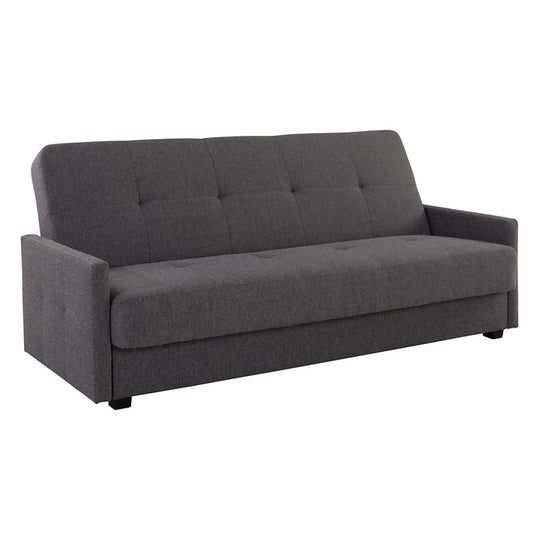 Canapea extensibila MARO, stofa clasica gri inchis - Mossa 99, cu lada depozitare, 207x95x95 cm