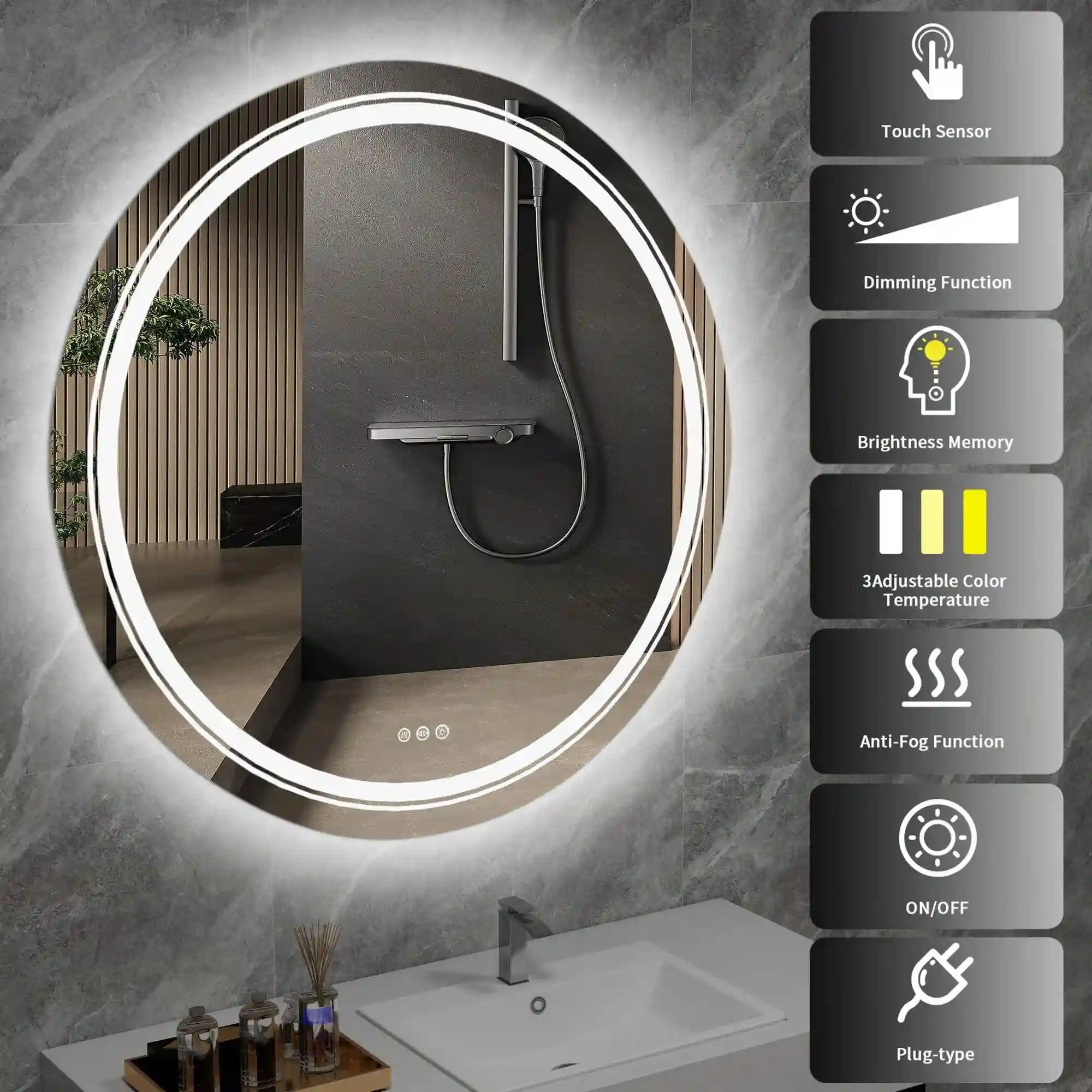 Oglinda de baie HOUSTON OCN-36980, argintiu