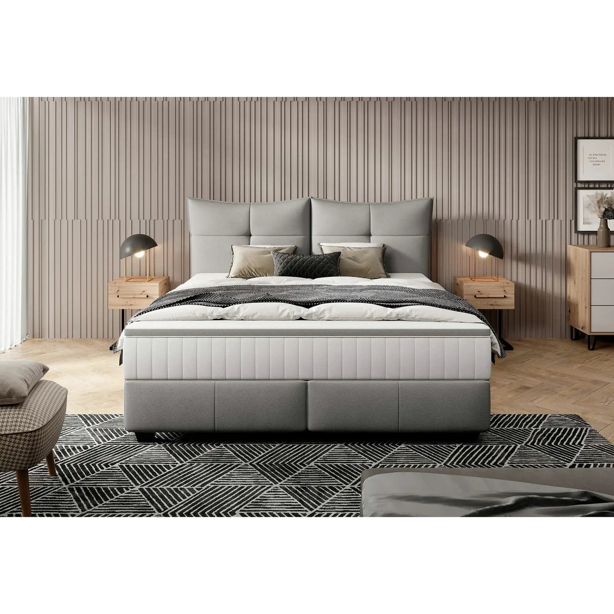 Pat CADIS 180x200, stofa catifelata turcoaz inchis - Riviera 87, cu suport pentru saltea