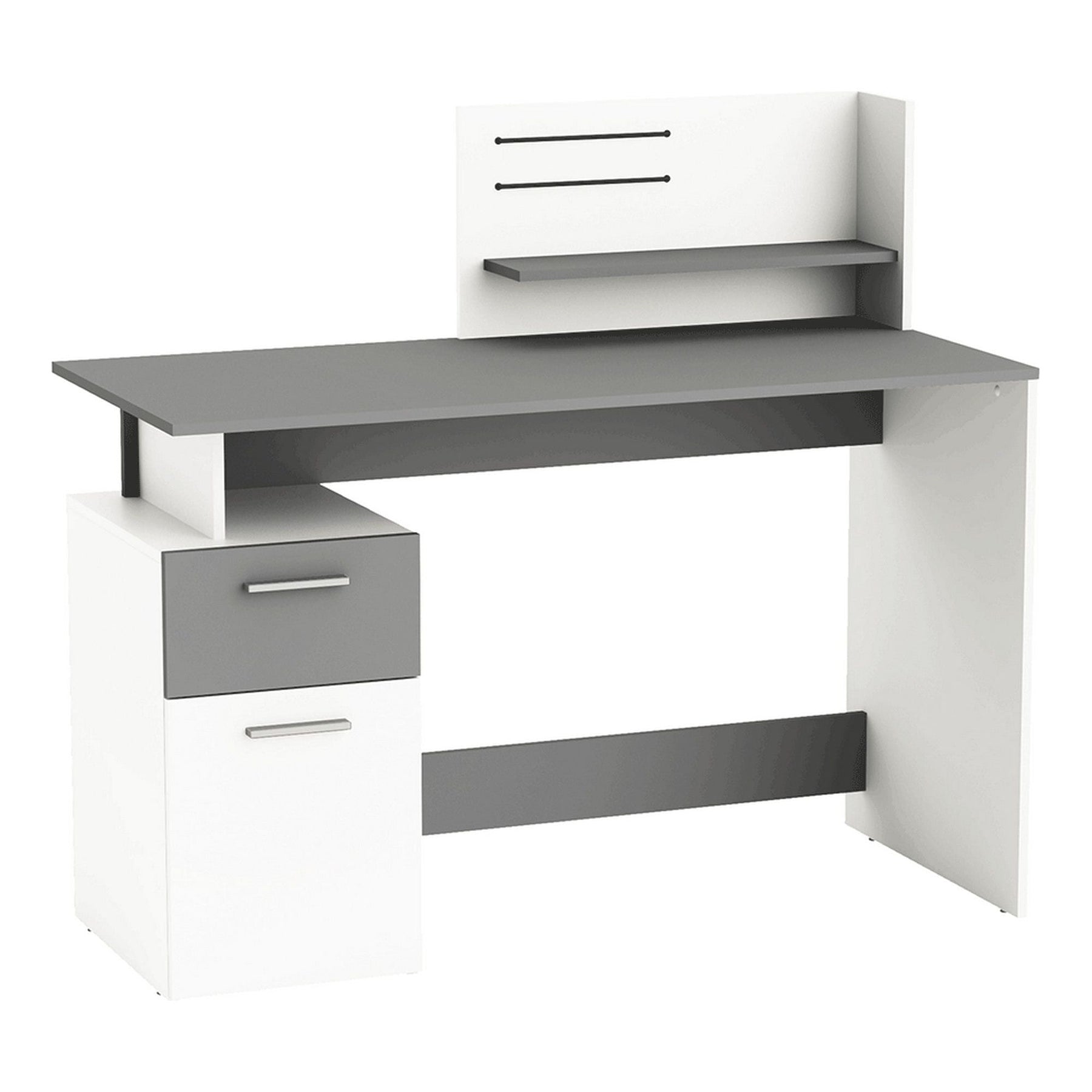 Birou PLATON, alb/gri inchis, DTD infoliat, 121.5x55.1x109.7 cm
