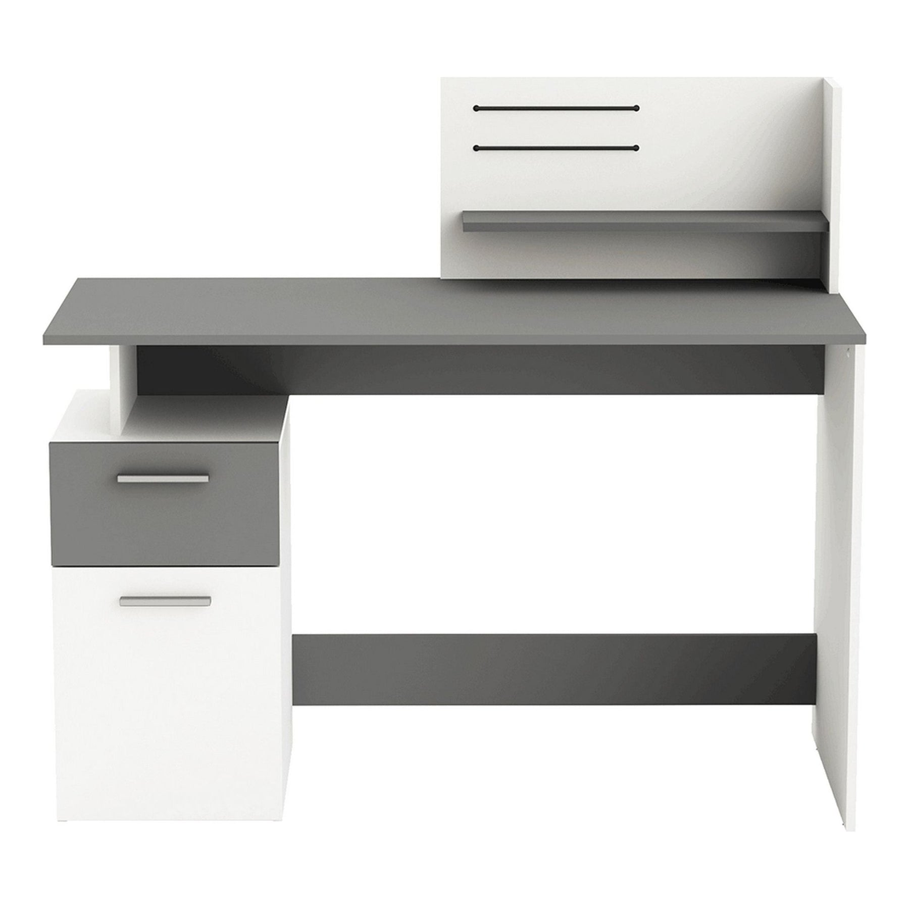 Birou PLATON, alb/gri inchis, DTD infoliat, 121.5x55.1x109.7 cm