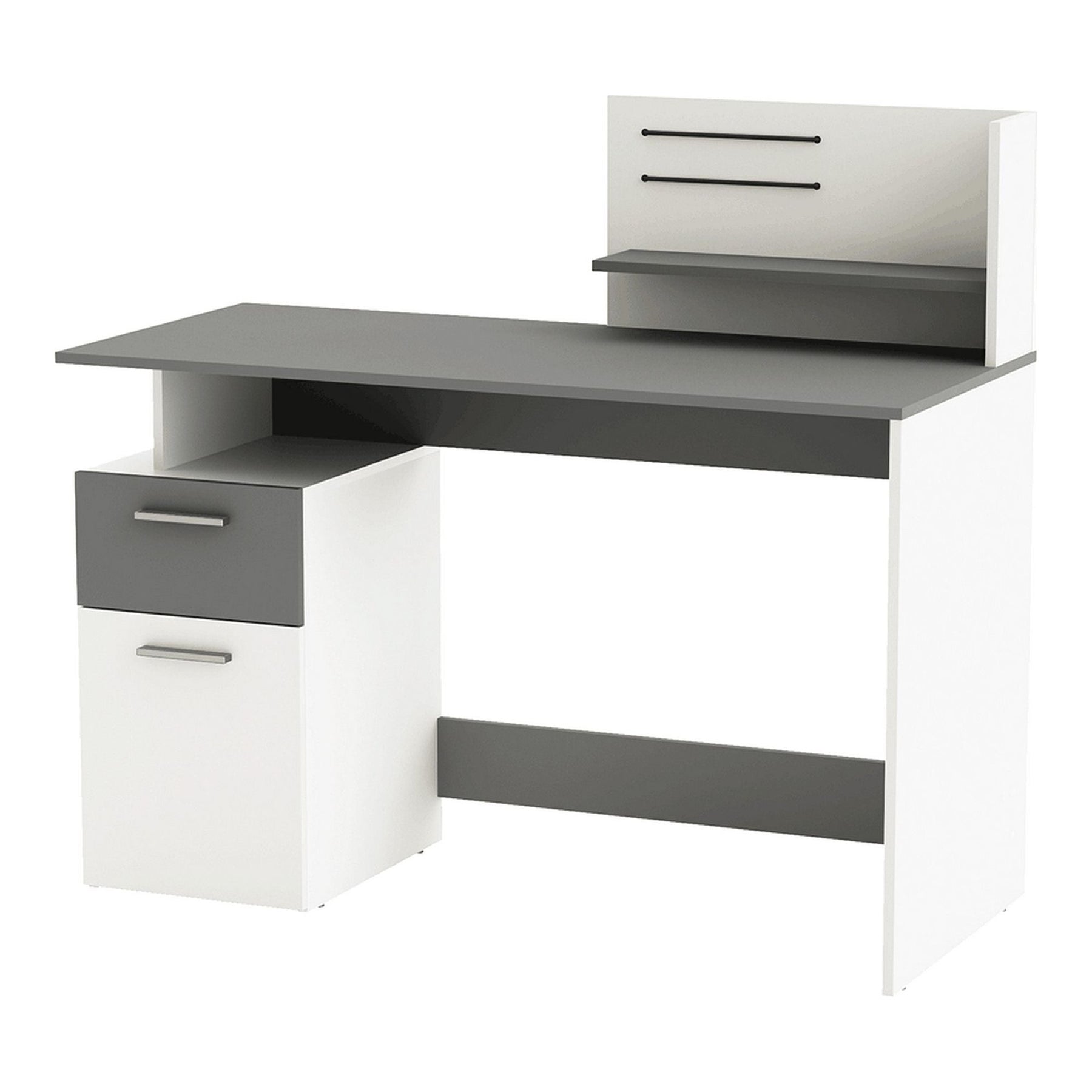 Birou PLATON, alb/gri inchis, DTD infoliat, 121.5x55.1x109.7 cm