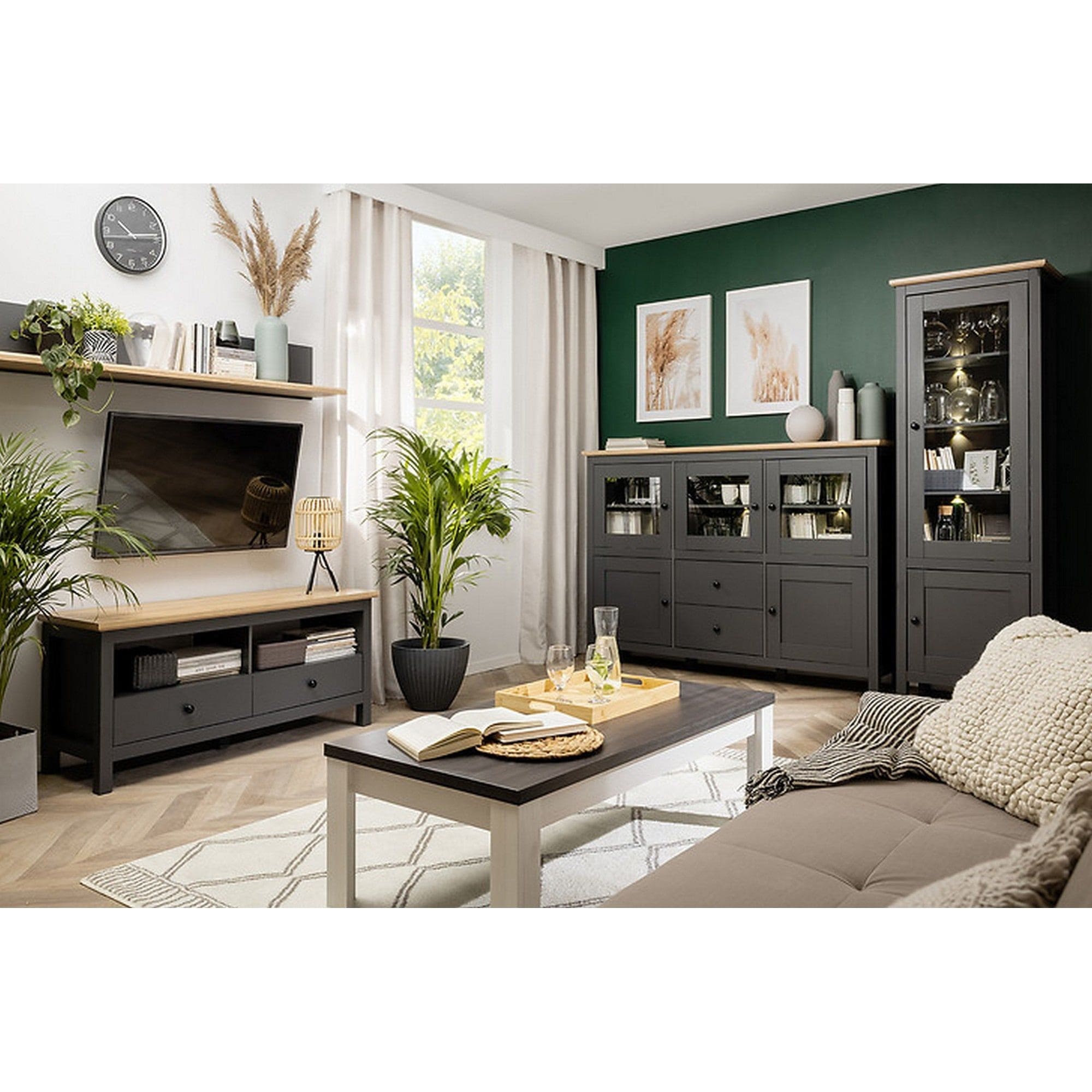 Polita BERGEN OCN-28687, gri grafit/stejar artisan