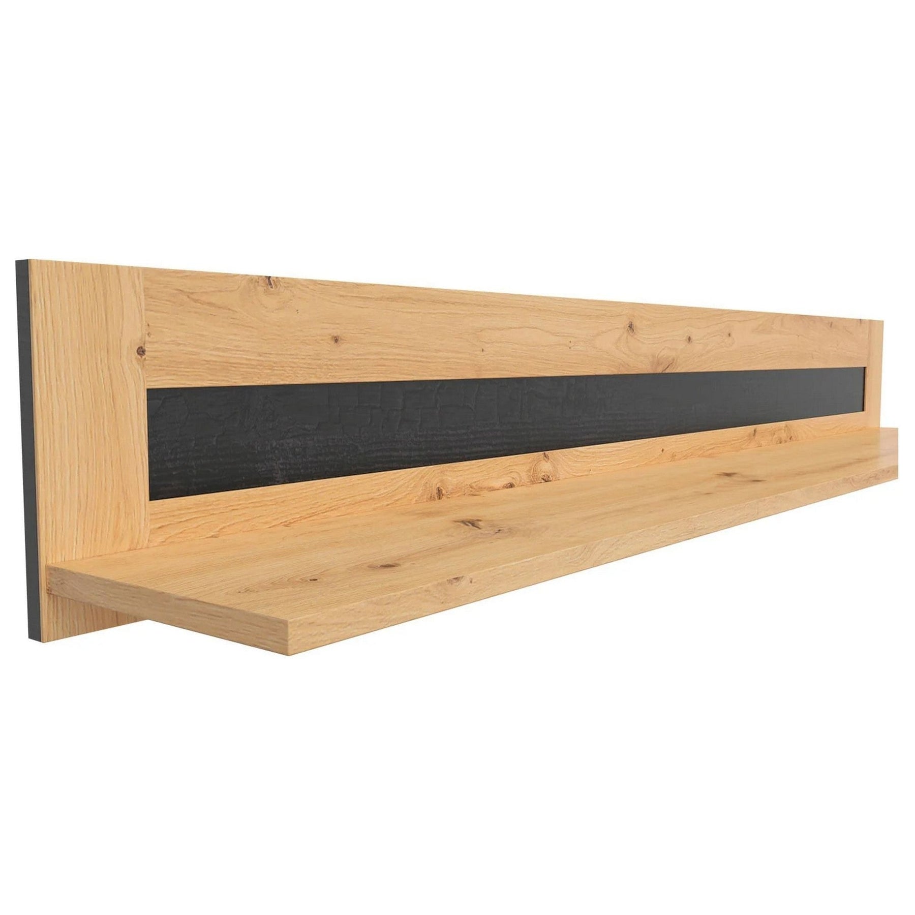 Polita OSTIA, stejar artizanal/negru, PAL, 161x24x24 cm