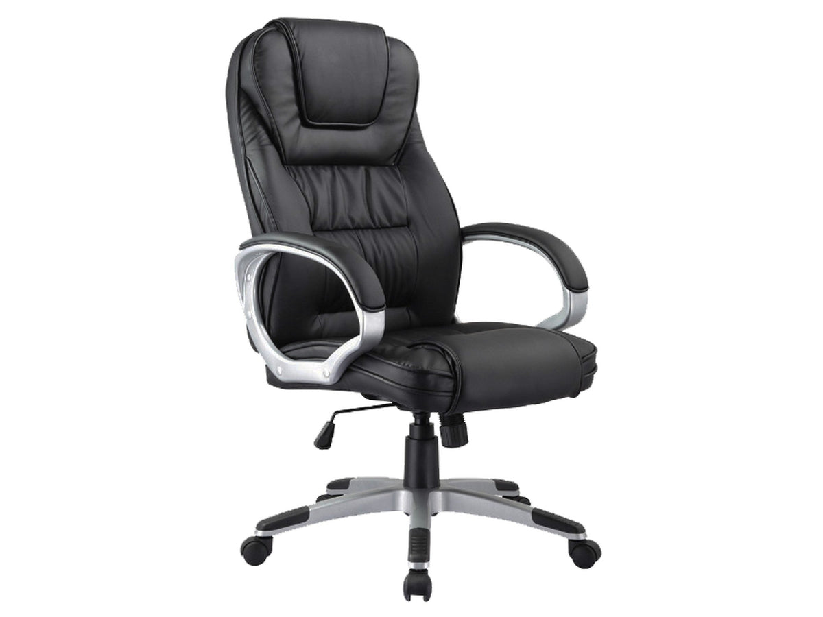 Scaun de birou Q-031, negru, piele ecologica, 64x48x112/120 cm