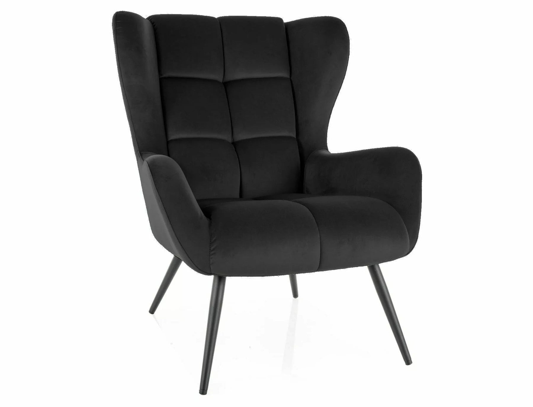 Fotoliu LOUIS, stofa catifelata negru - Bluvel 19, 75x87x91 cm