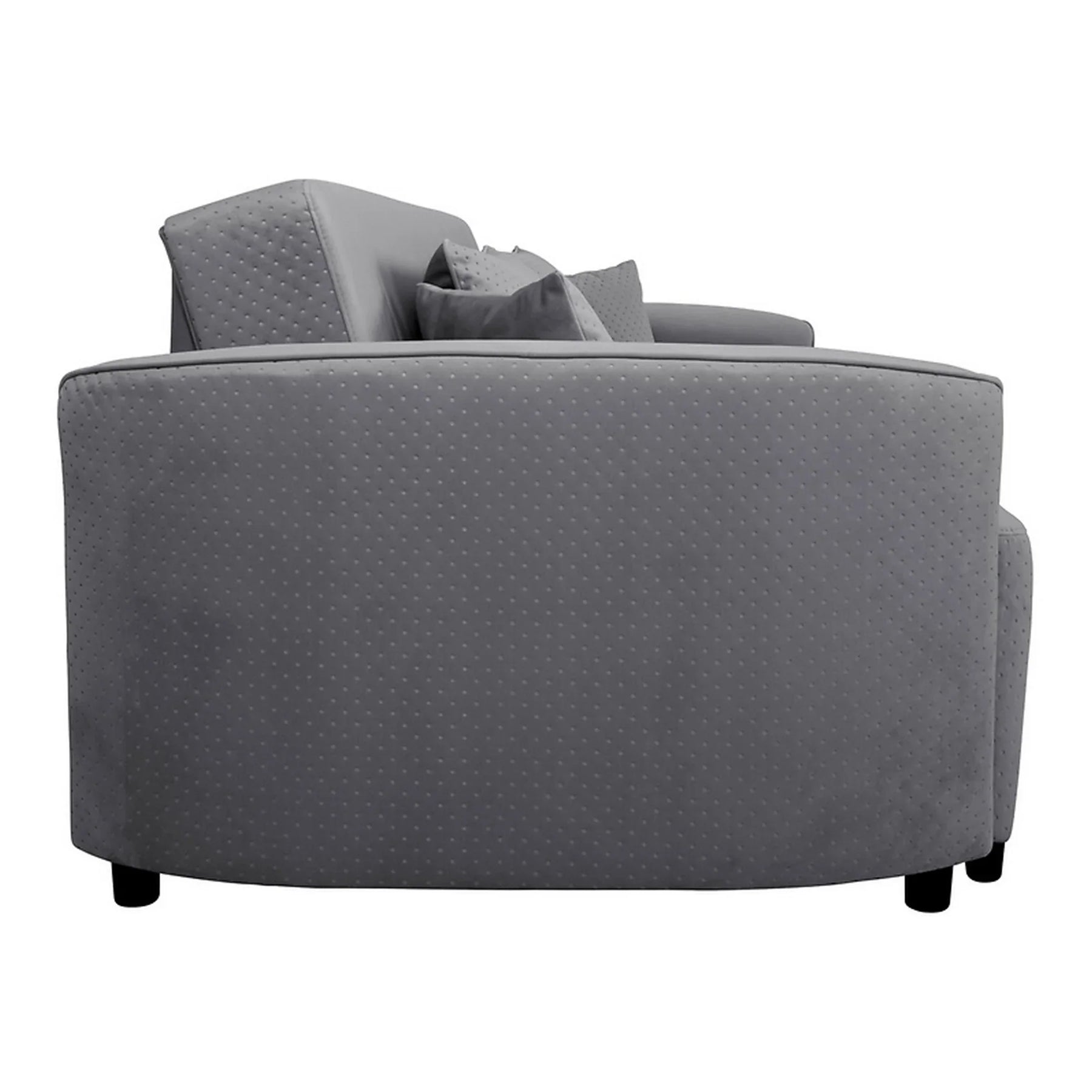 Canapea extensibila AKARO, stofa catifelata gri - Tiffany 18, cu lada depozitare, 227x114x85 cm