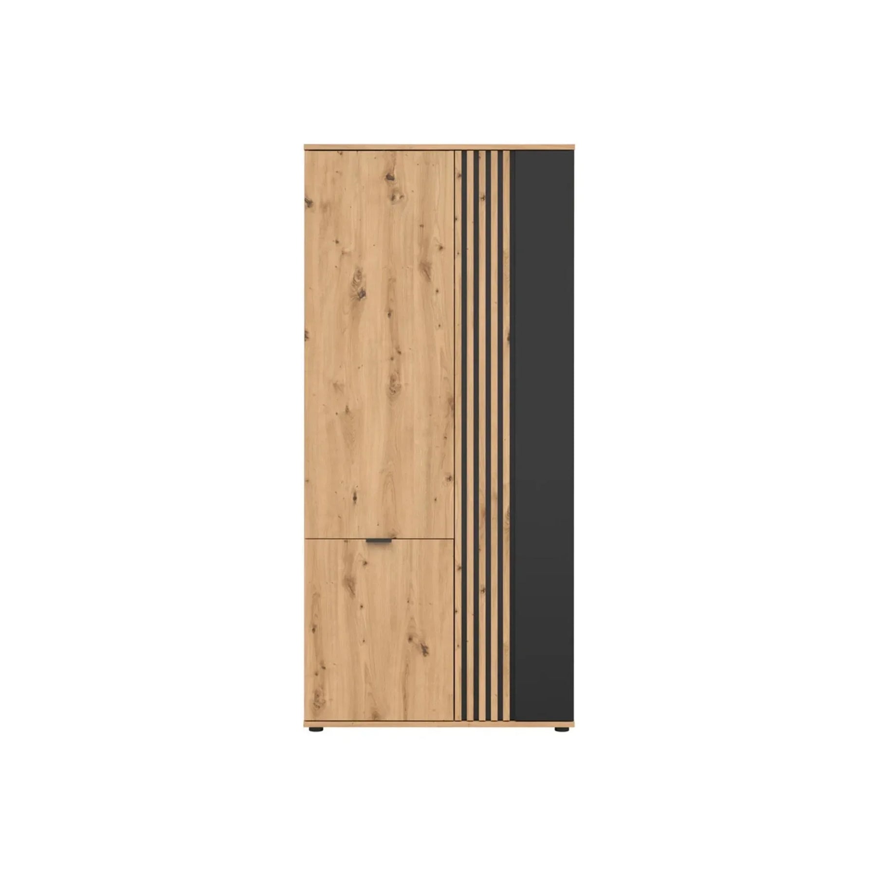 Dulap VABRES, stejar artisan/negru mat, PAL laminat, 91x56x196 cm
