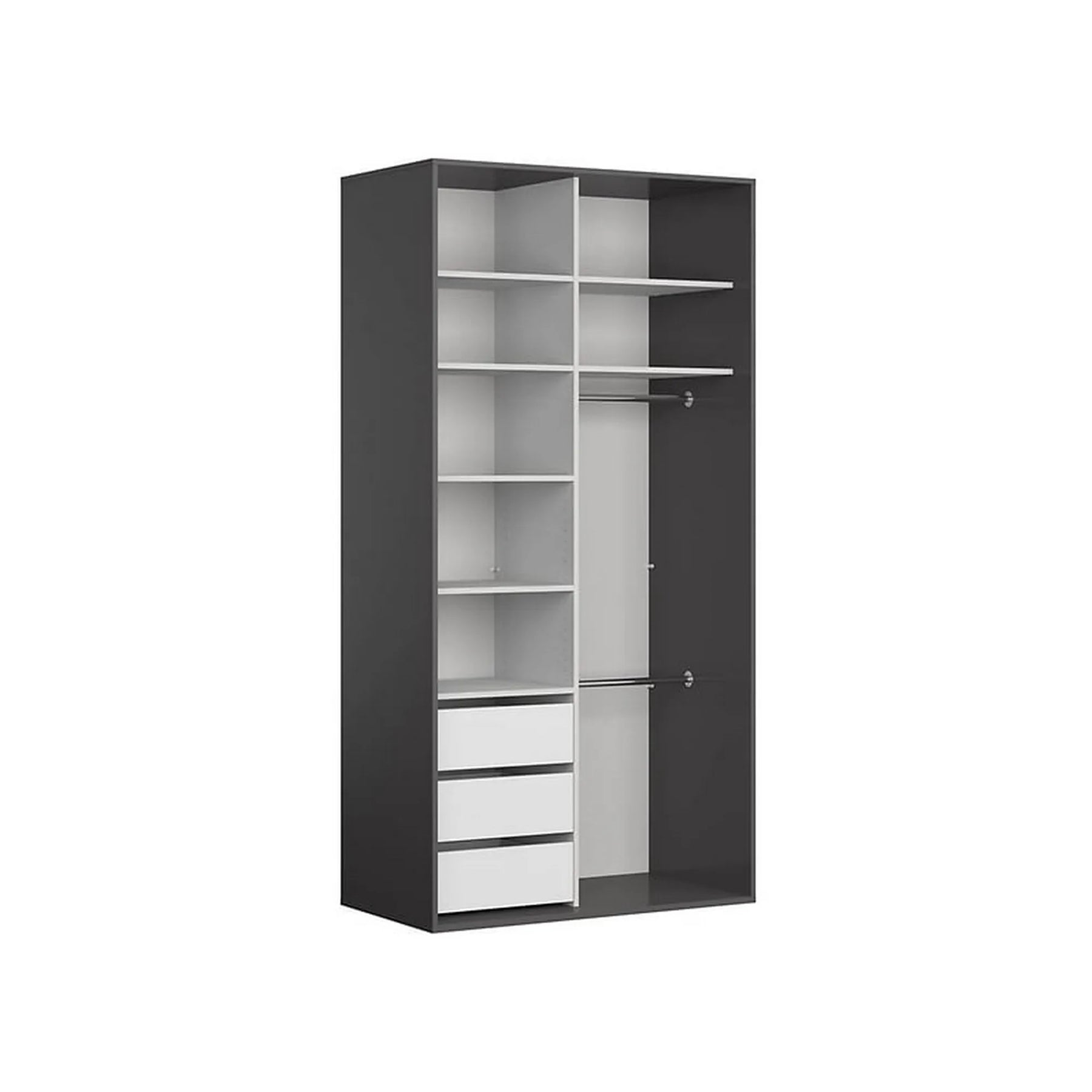 Dulap FLEX, negru lucios/gri grafit, PAL, cu 2 usi, 120x66x240 cm