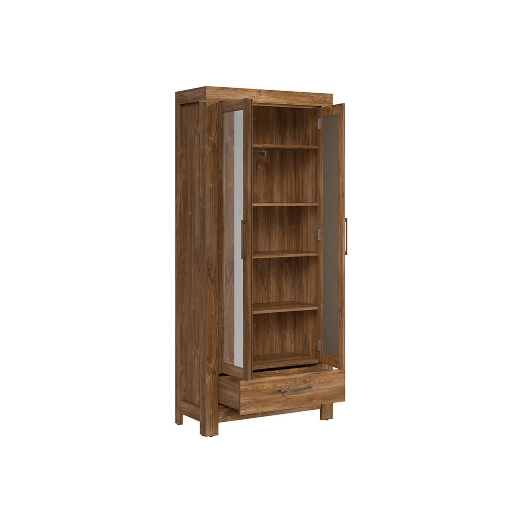 Dulap GENT, stejar stirling, PAL laminat, cu 2 usi si un sertar, 88x40x201 cm