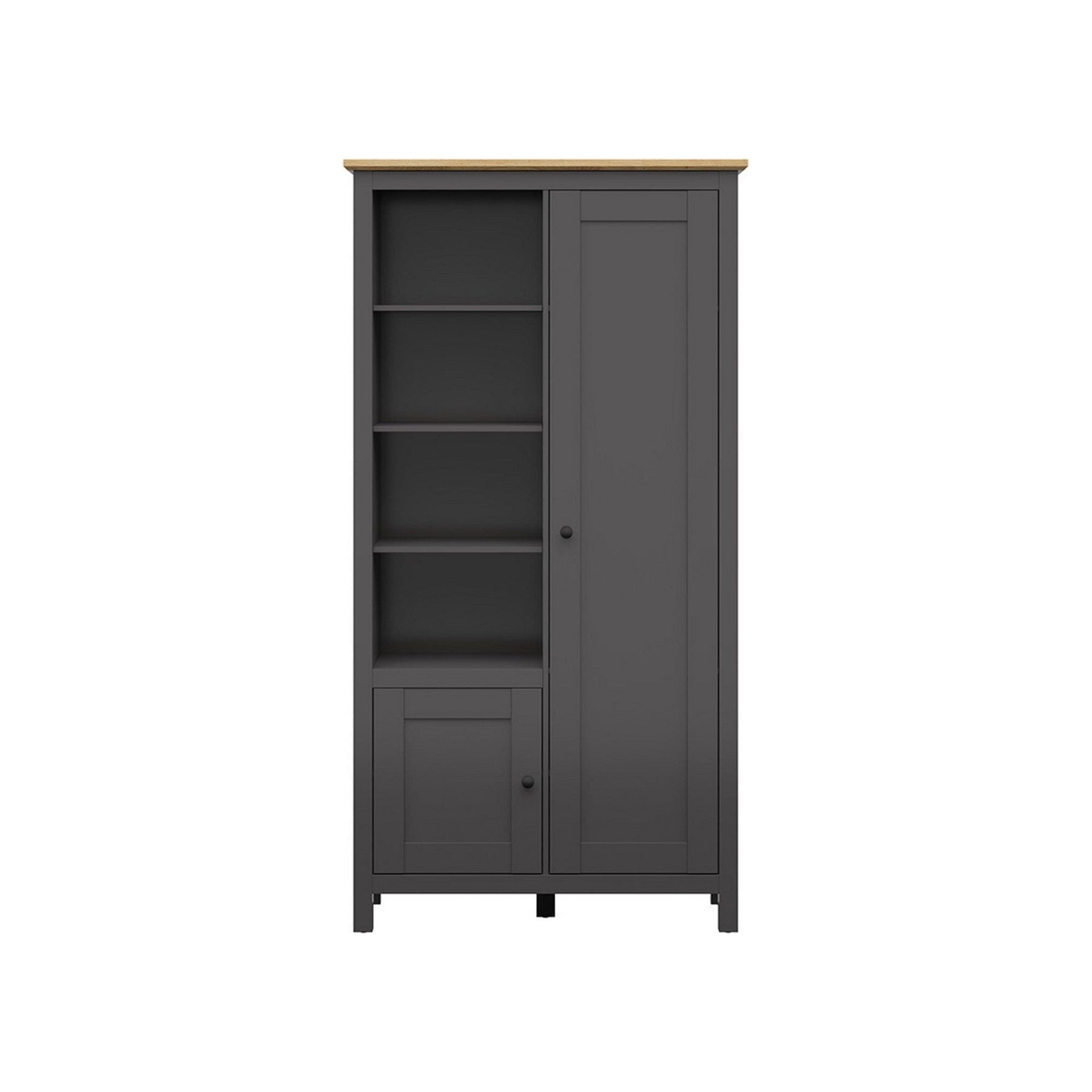 Dulap HESEN, gri grafit/stejar artizanal, PAL, 106x44x203 cm