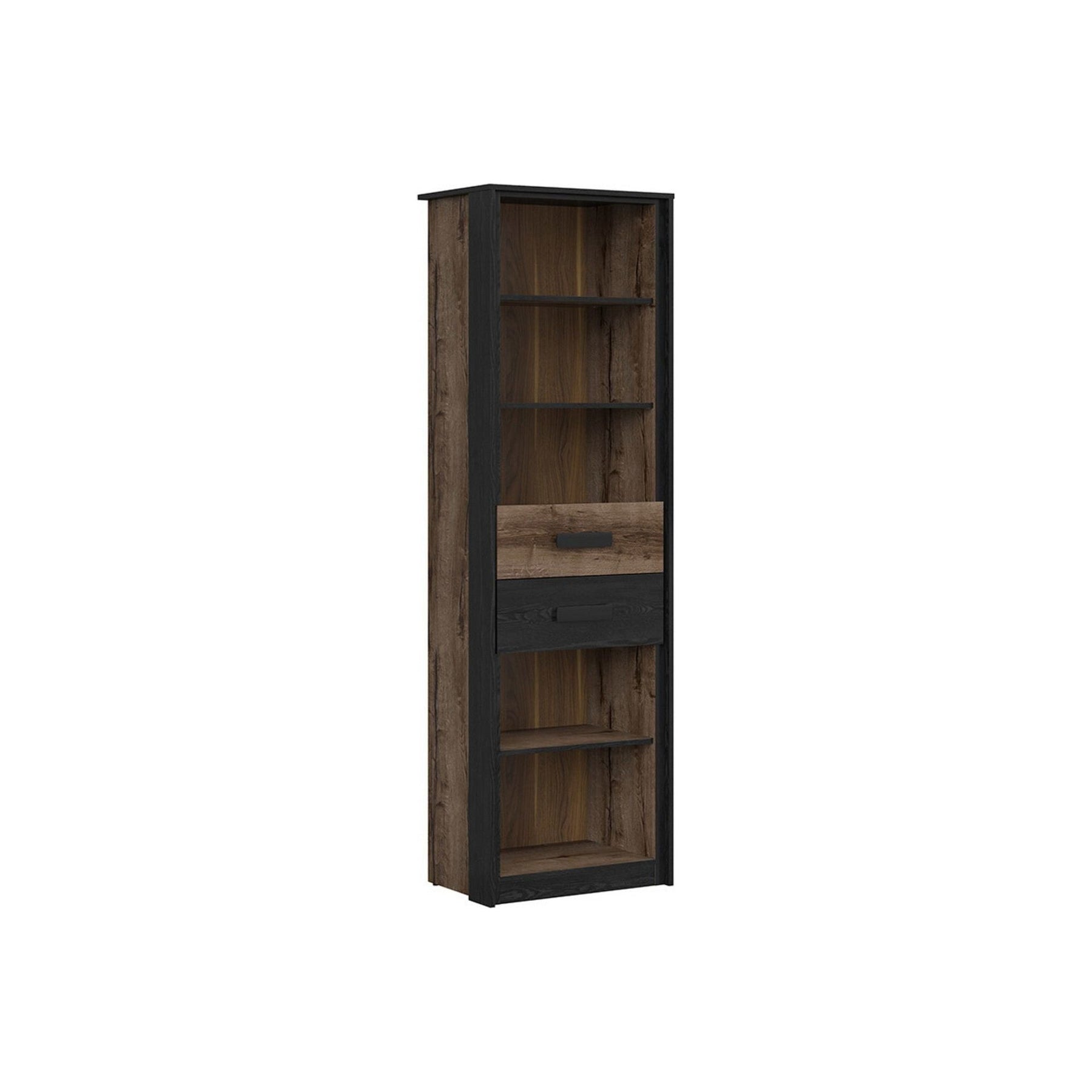Biblioteca KASSEL, nuc/negru, PAL, 60x41x195 cm