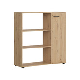 Biblioteca SPACE OFFICE, stejar artisan/negru, PAL laminat, 120x37x122 cm