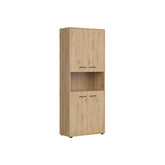 Dulap SPACE OFFICE, stejar artisan, PAL, cu 4 usi, 80x37x203 cm