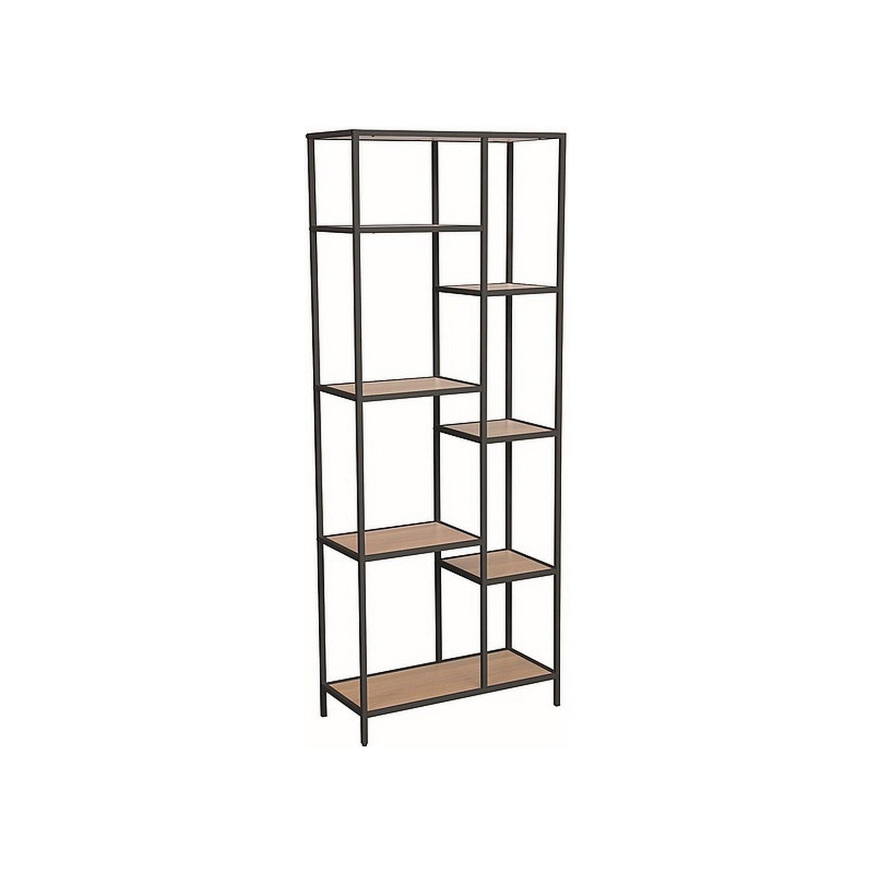 Biblioteca COSTA A, stejar/negru mat, PAL/metal, 70x30x178 cm