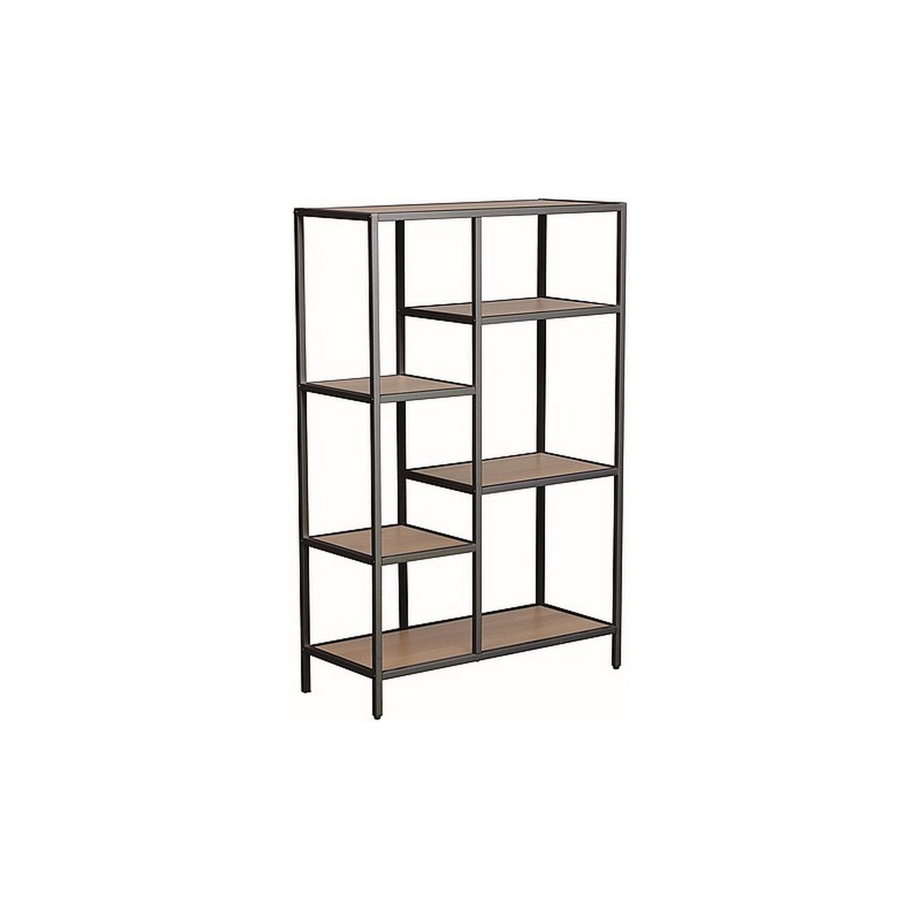 Biblioteca COSTA B, stejar/negru mat, PAL/metal, 70x30x109 cm