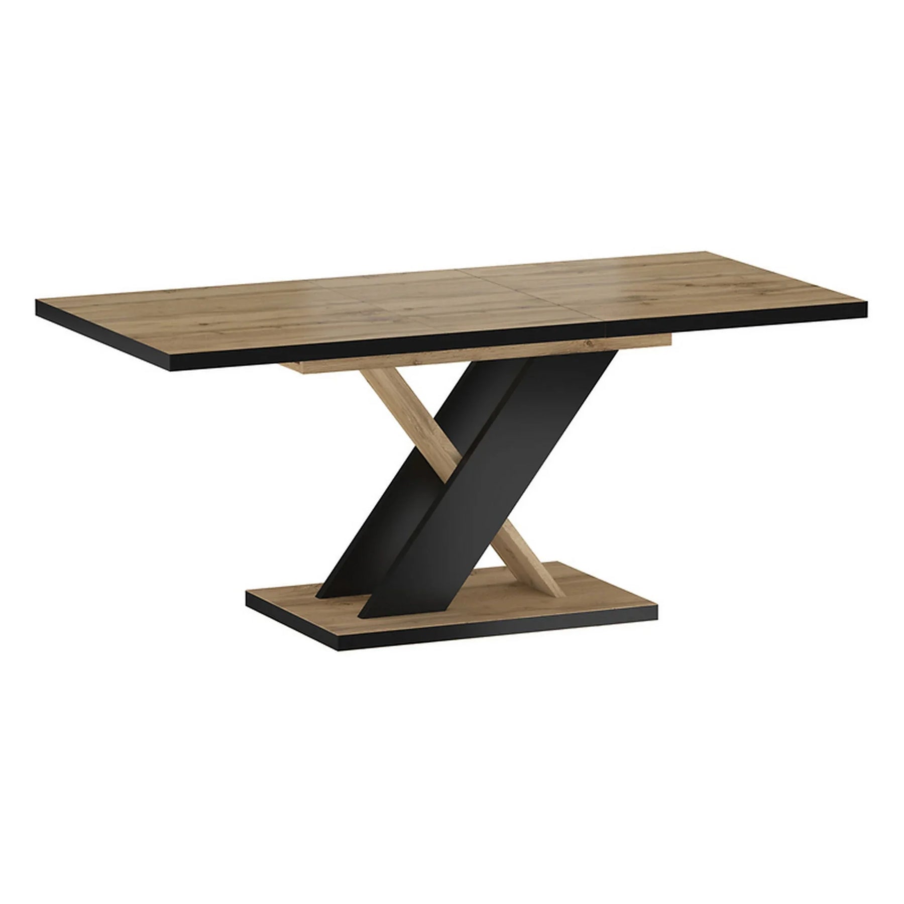 Masa extensibila ERYK, stejar artisan/negru, PAL laminat, 138/178x85x76 cm