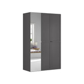 Dulap FLEX, gri grafit, PAL, cu 3 usi si oglinda, 150x66x240 cm