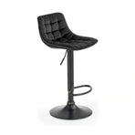 Scaun bar inalt H95, stofă catifelata/otel, negru, 43×44×84-106 cm