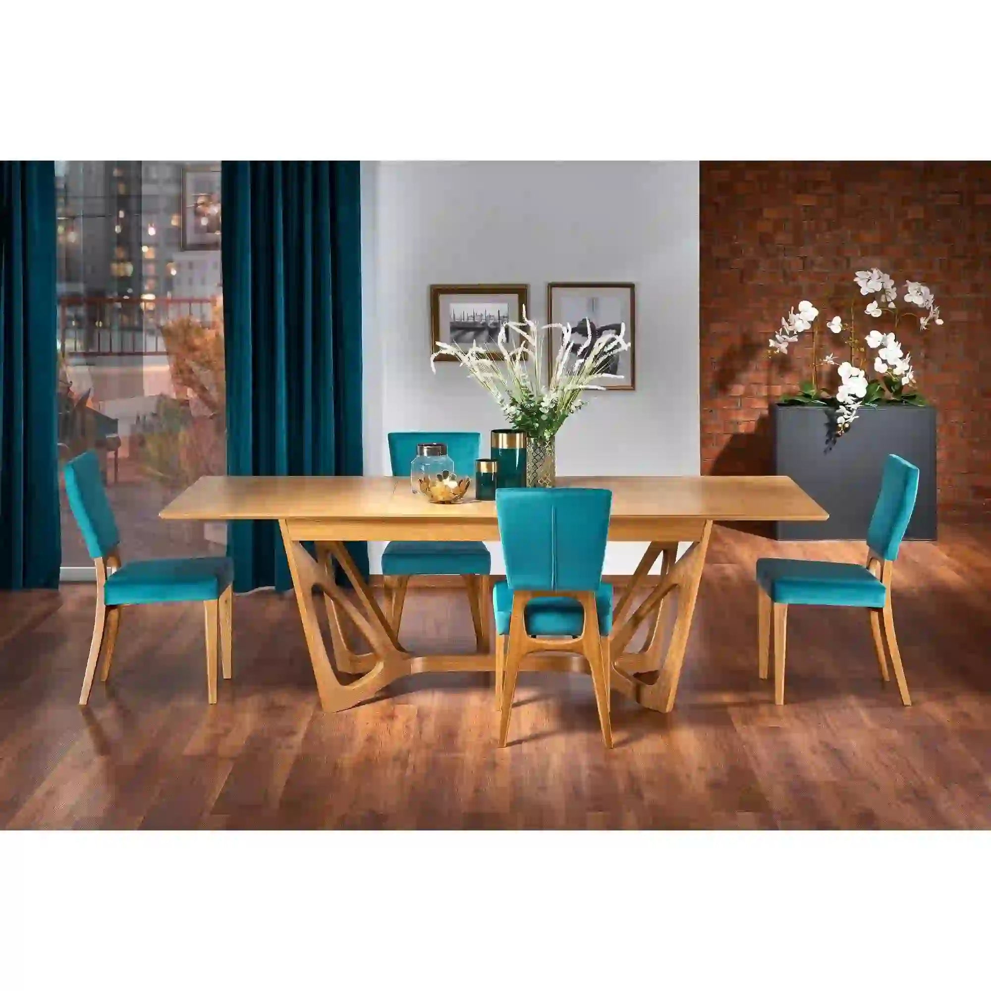 Scaun HOUSTON OCN-36702, albastru/stejar