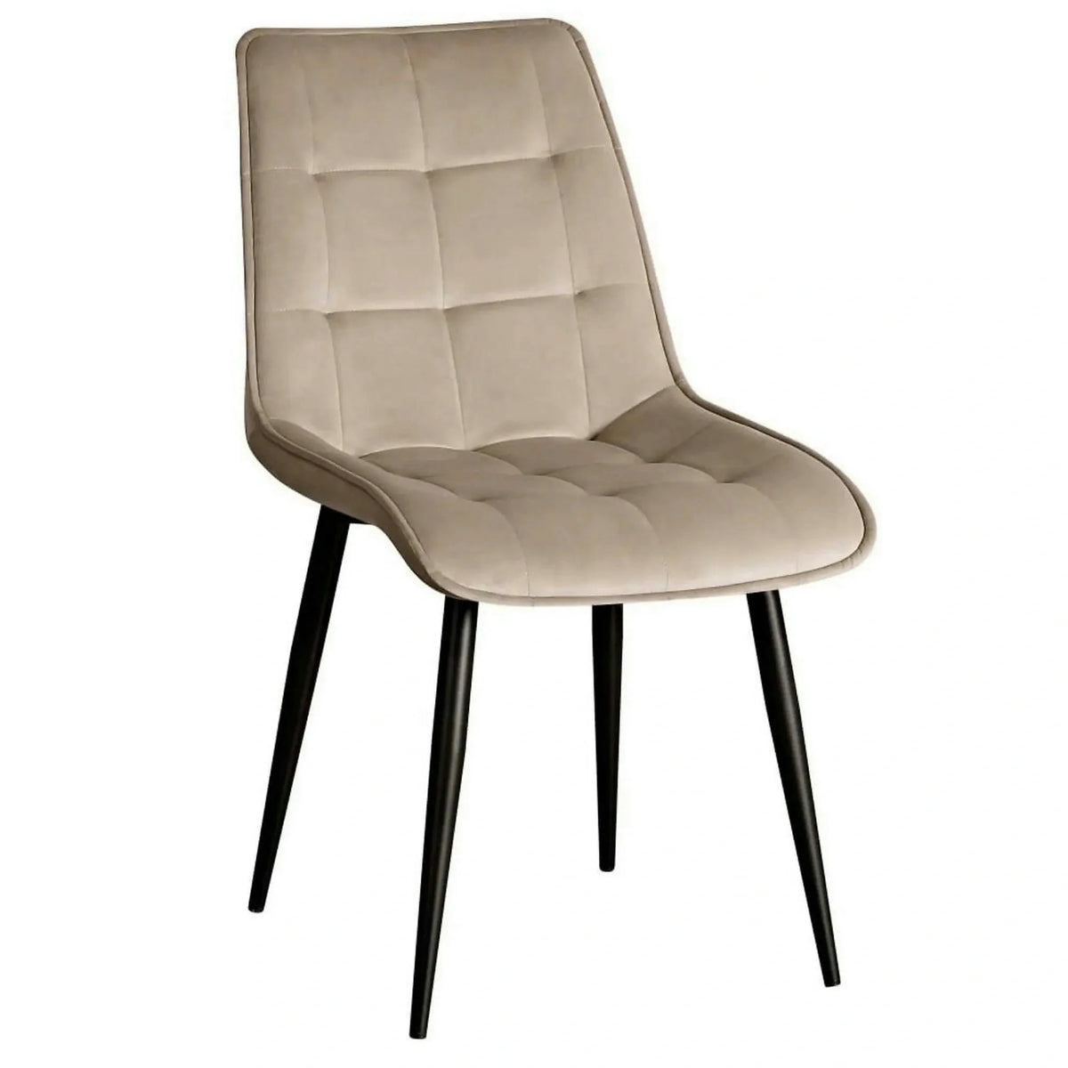 Scaun RON, bej inchis/negru, stofa catifelata/metal, 48x62x87 cm