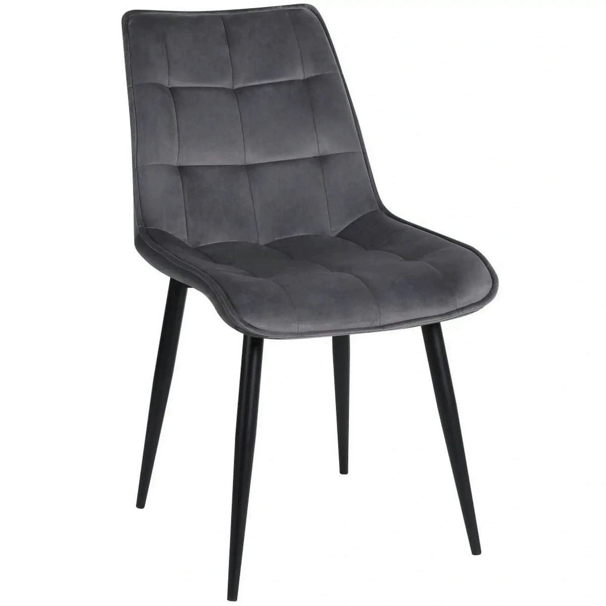 Scaun RON, gri inchis/negru, stofa catifelata/metal, 48x62x87 cm