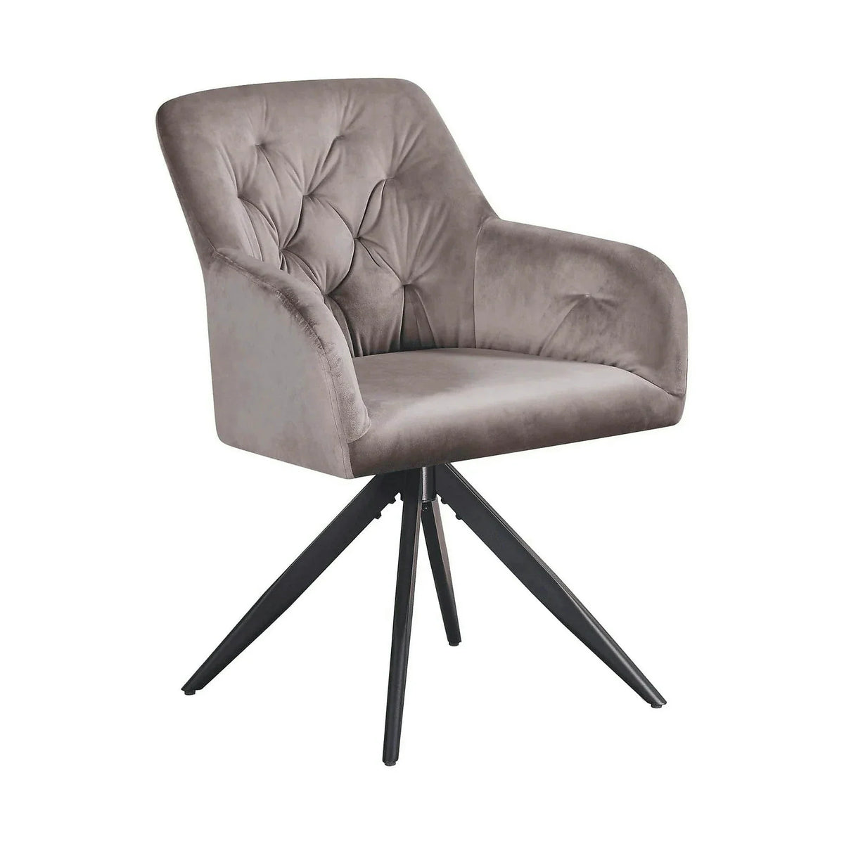 Scaun rotativ MAX, bej inchis/negru, stofa catifelata/metal, 61x61x85 cm