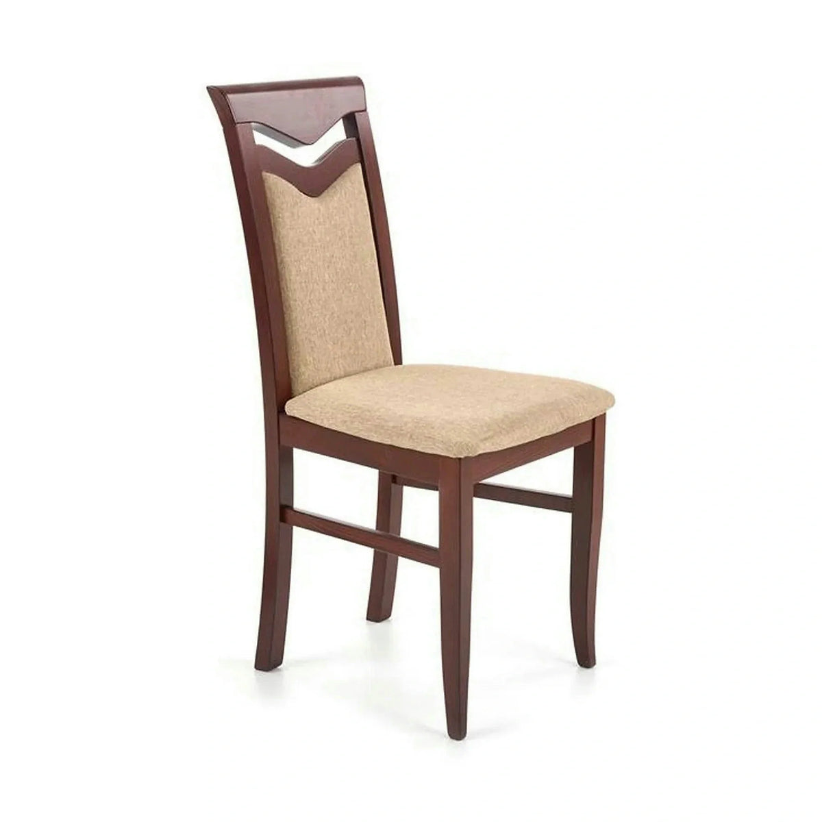 Scaun tapitat CITRONE, bej/nuc, stofa clasica/lemn, 44x43x96 cm