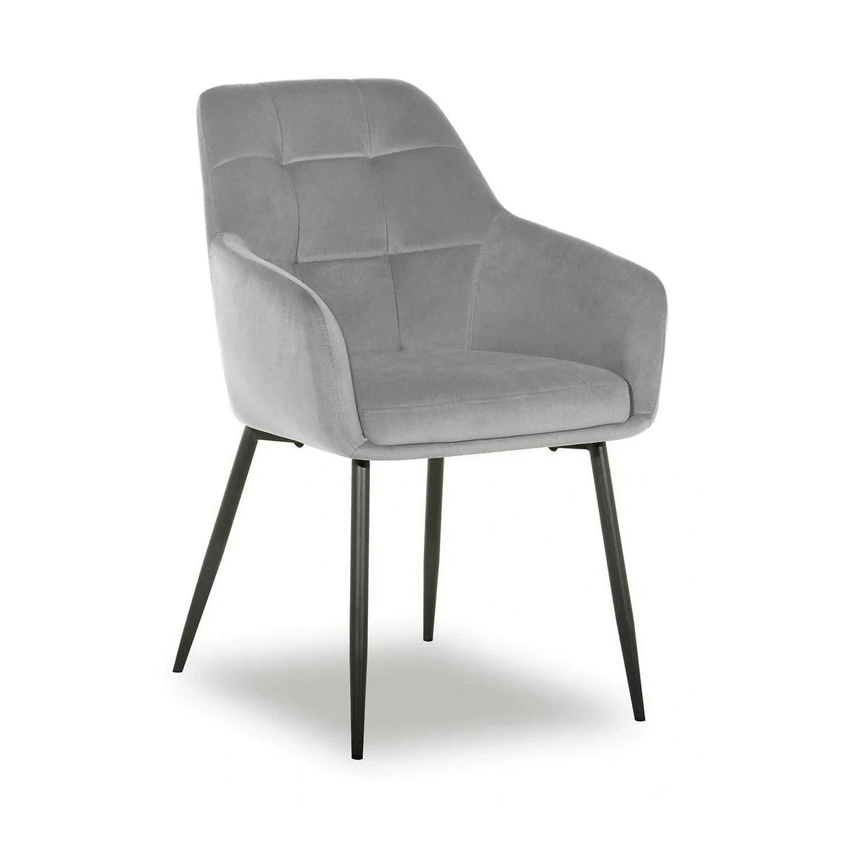 Scaun UGO NEW, gri deschis/negru, stofa catifelata/metal, 58x62x85 cm