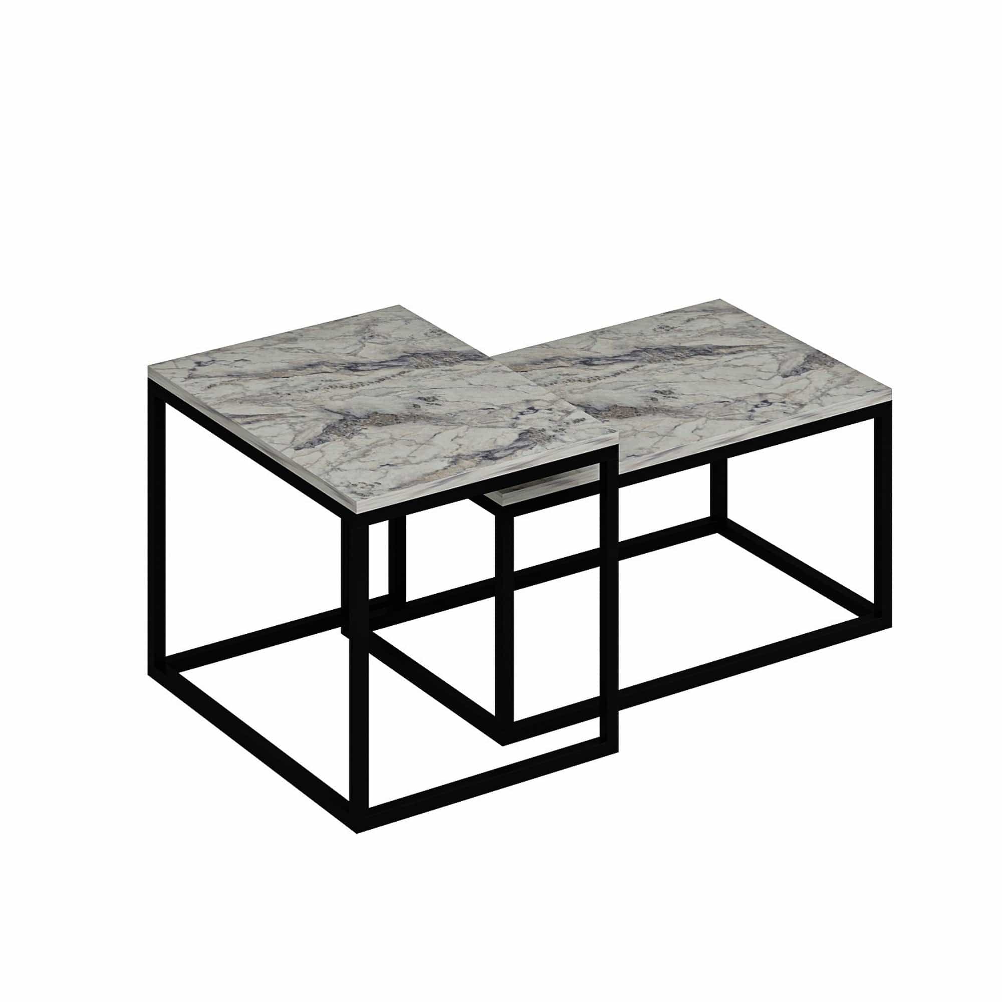 Set 2 masute cafea AMSTERDAM OCN-31677, alb/negru