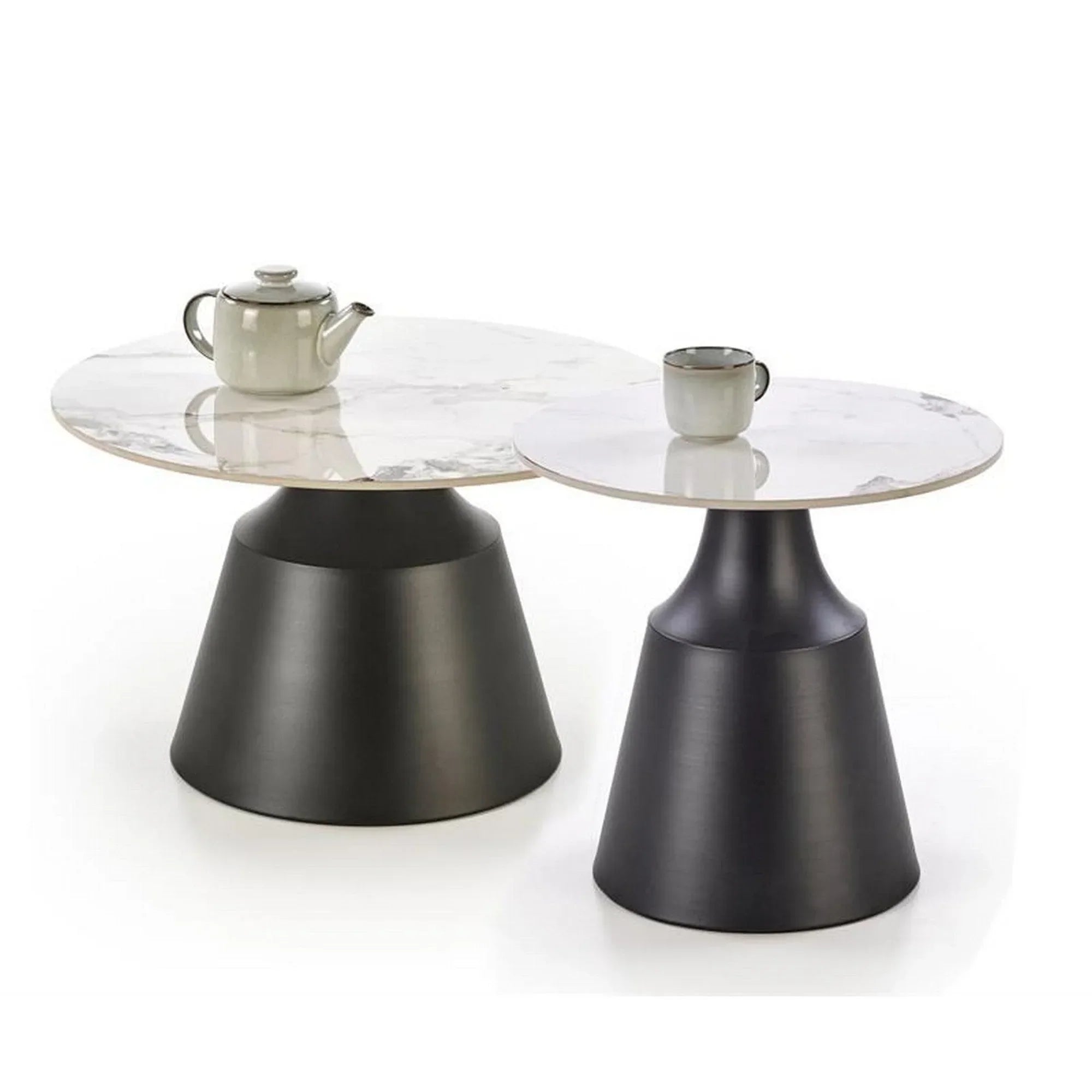 Set 2 masute cafea HOUSTON OCN-37013, alb/negru