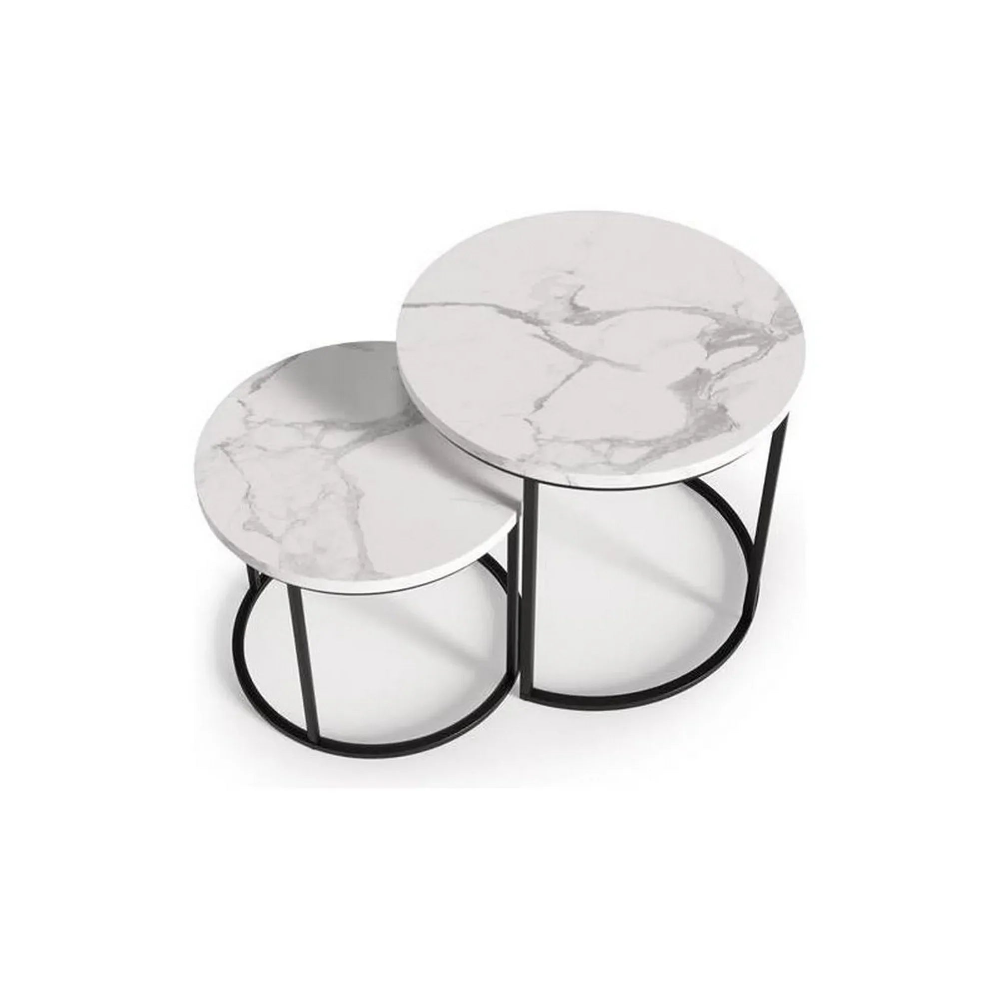 Set 2 masute cafea HOUSTON OCN-37055, alb/negru