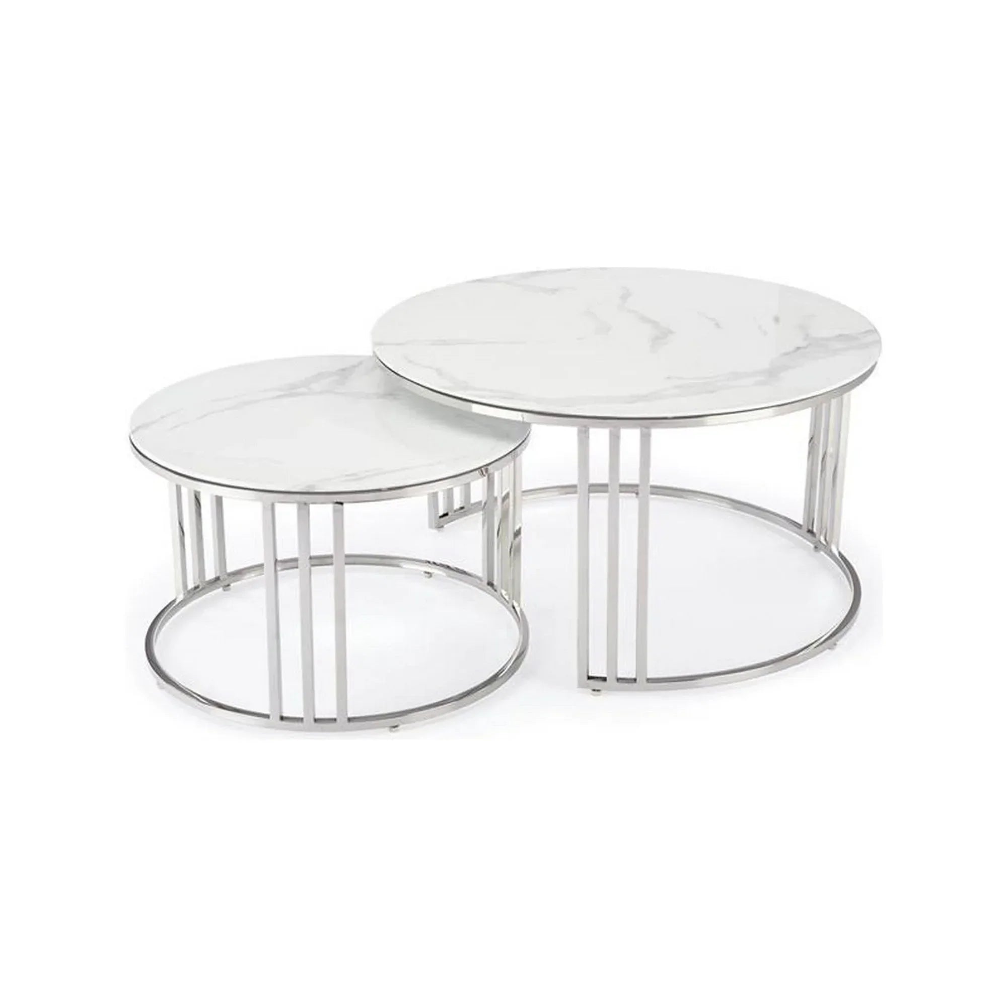 Set 2 masute cafea HOUSTON OCN-37060, alb/crom