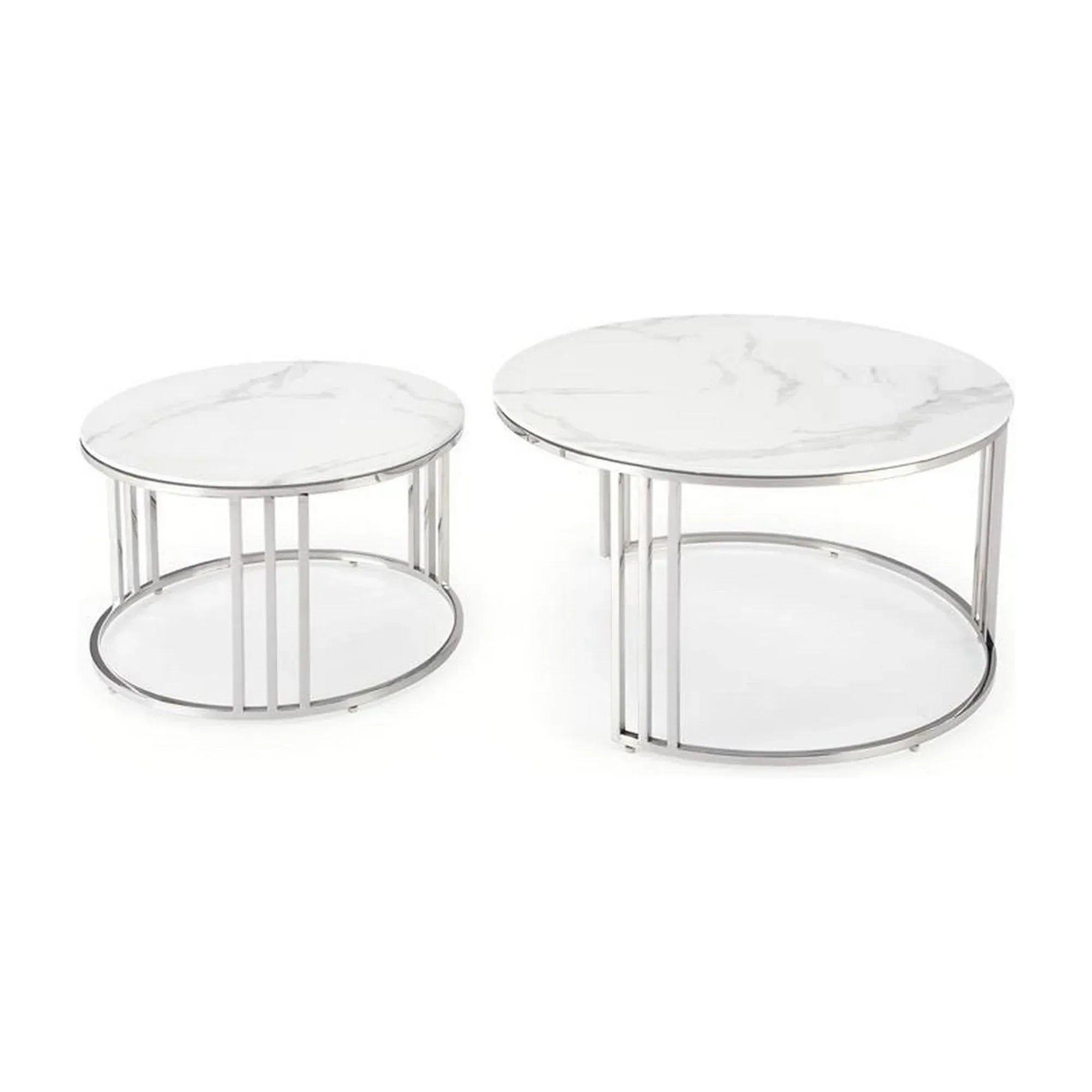 Set 2 masute cafea HOUSTON OCN-37060, alb/crom