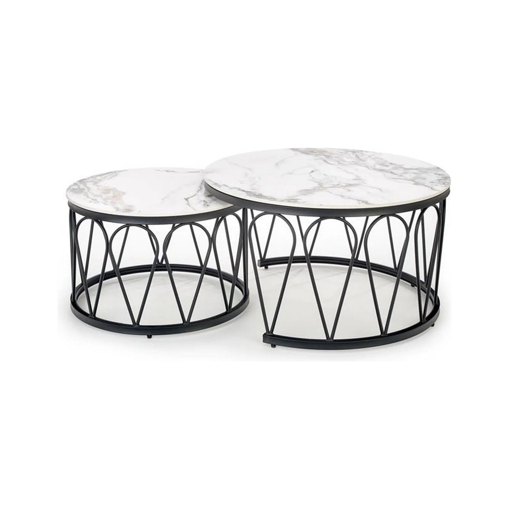 Set 2 masute cafea HOUSTON OCN-37062, alb/negru