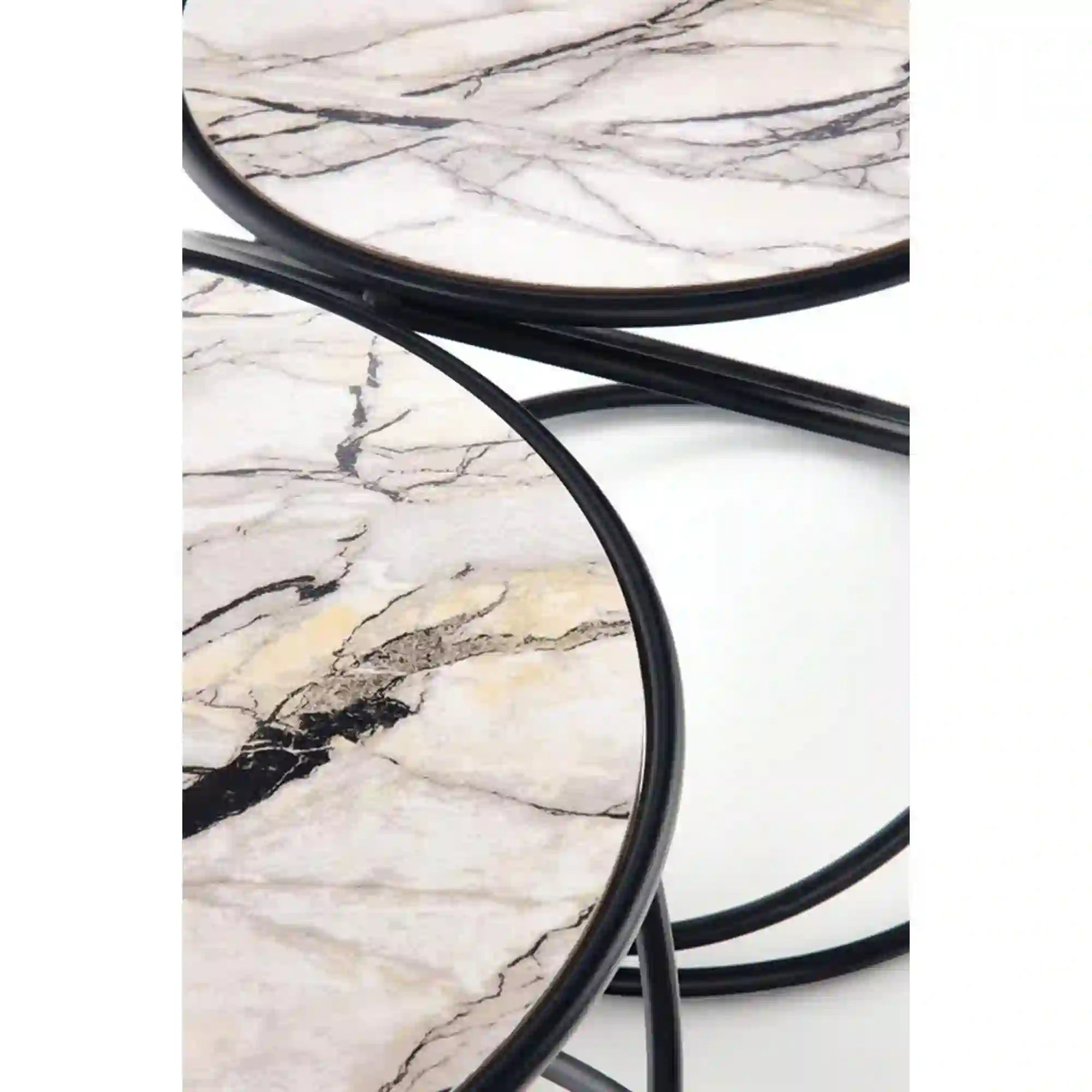 Set 2 masute cafea HOUSTON OCN-37099, bej/marmura/negru