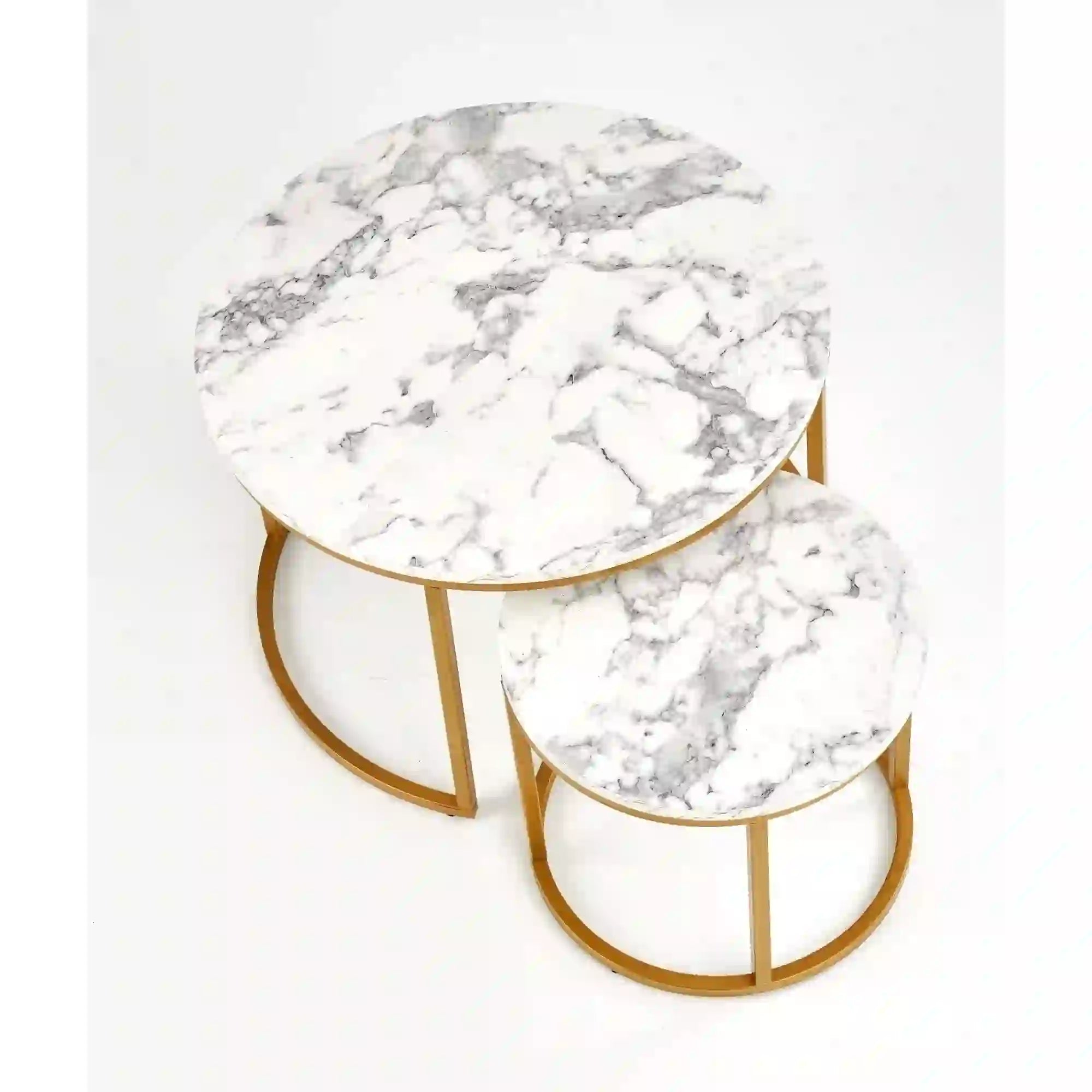 Set 2 masute cafea HOUSTON OCN-37112, alb/auriu