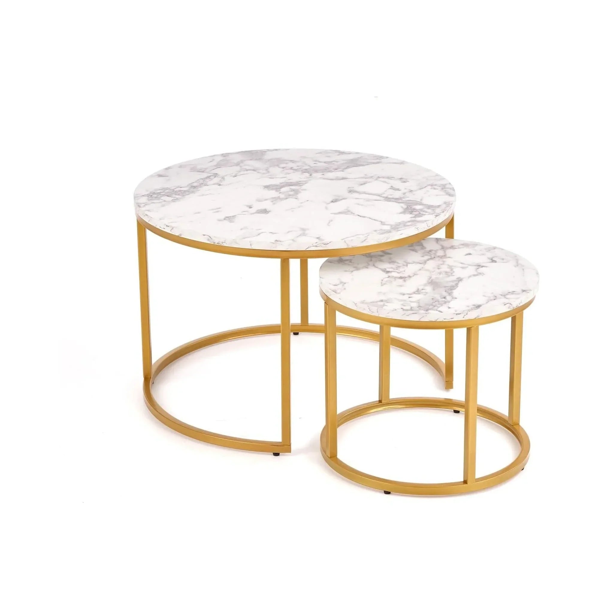 Set 2 masute cafea HOUSTON OCN-37112, alb/auriu