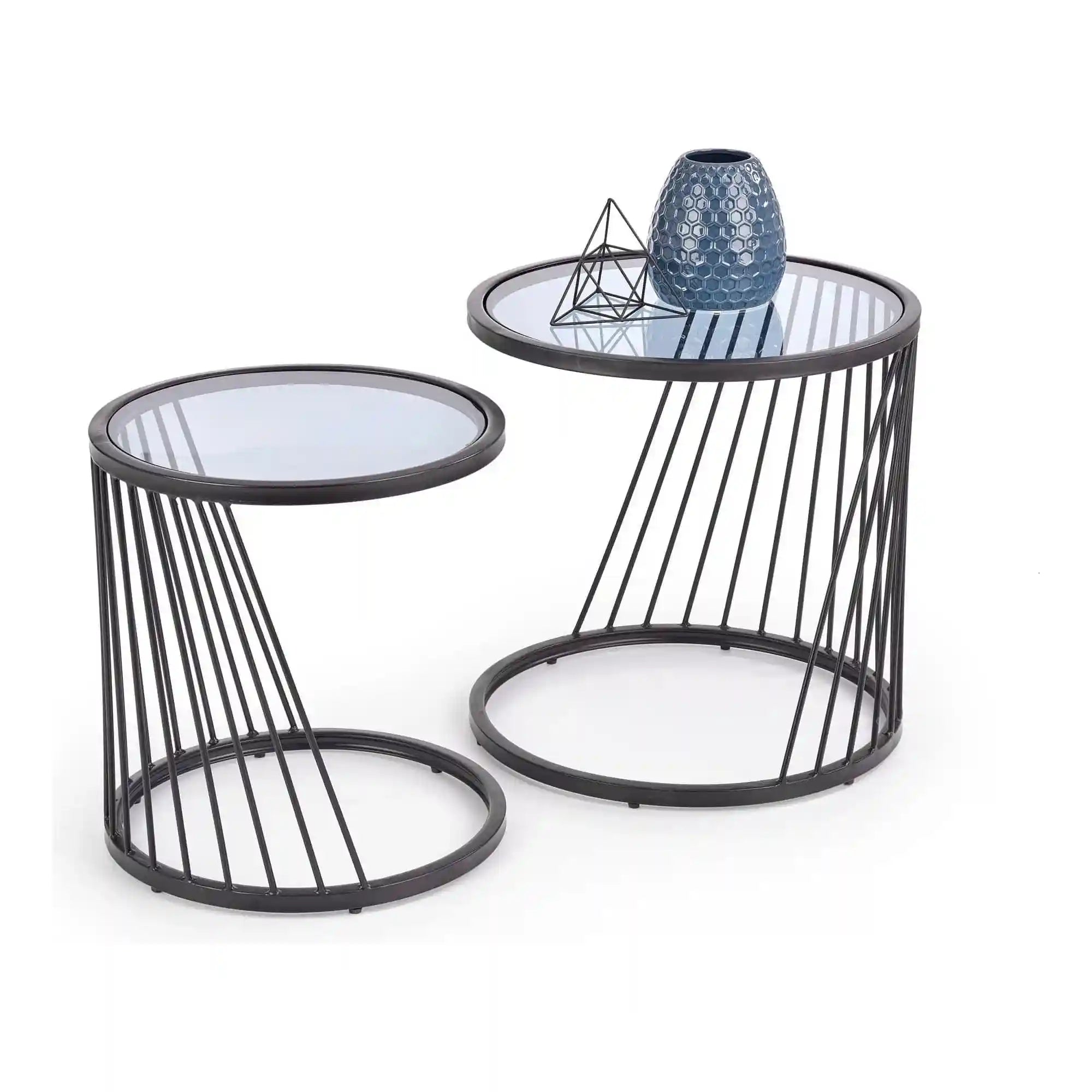 Set 2 masute cafea HOUSTON OCN-37117, transparent/negru