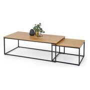 Set 2 masute cafea HOUSTON OCN-37119, stejar auriu/negru