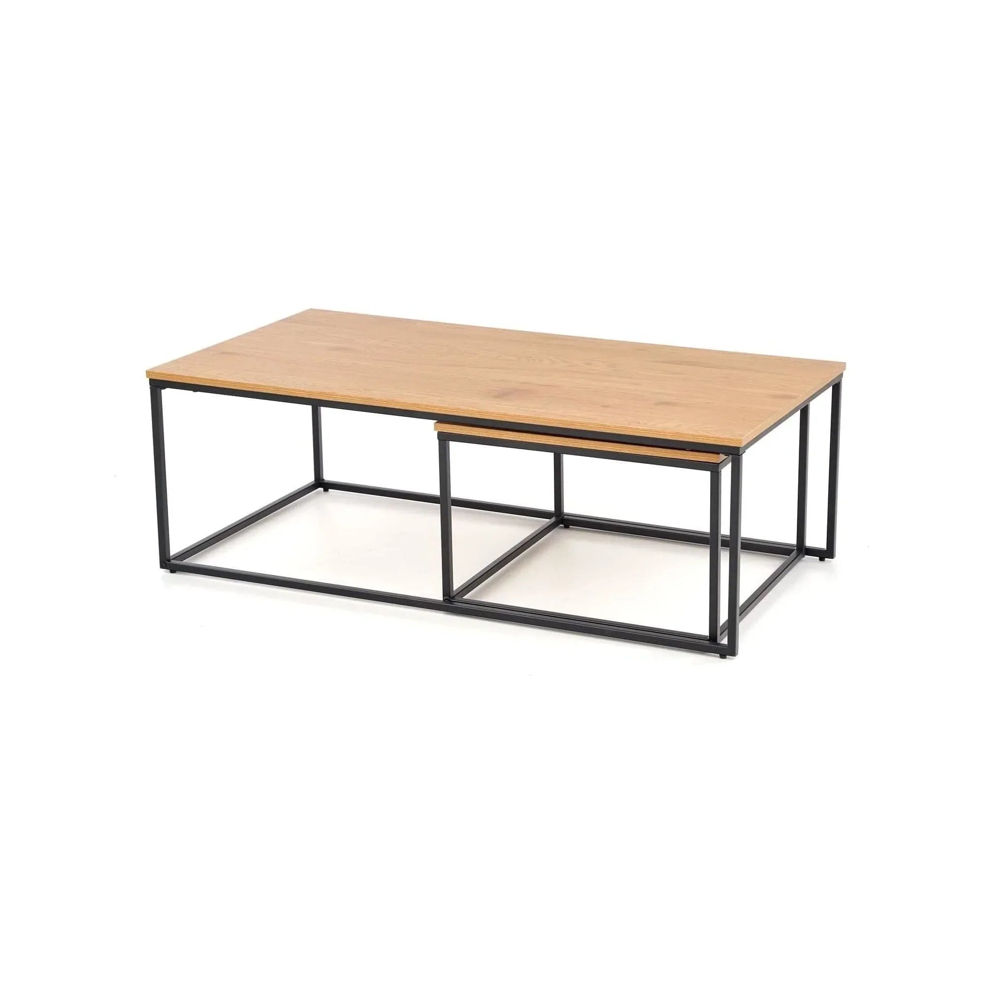 Set 2 masute cafea HOUSTON OCN-37119, stejar auriu/negru